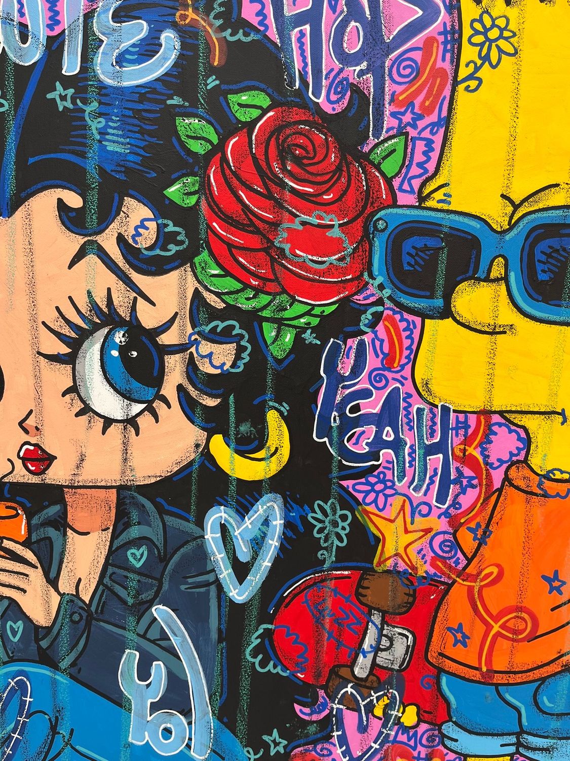 Tableau de RICO SAB a pour titre So Cute Yo! style street pop art, street art dim : RICO SABprix:600