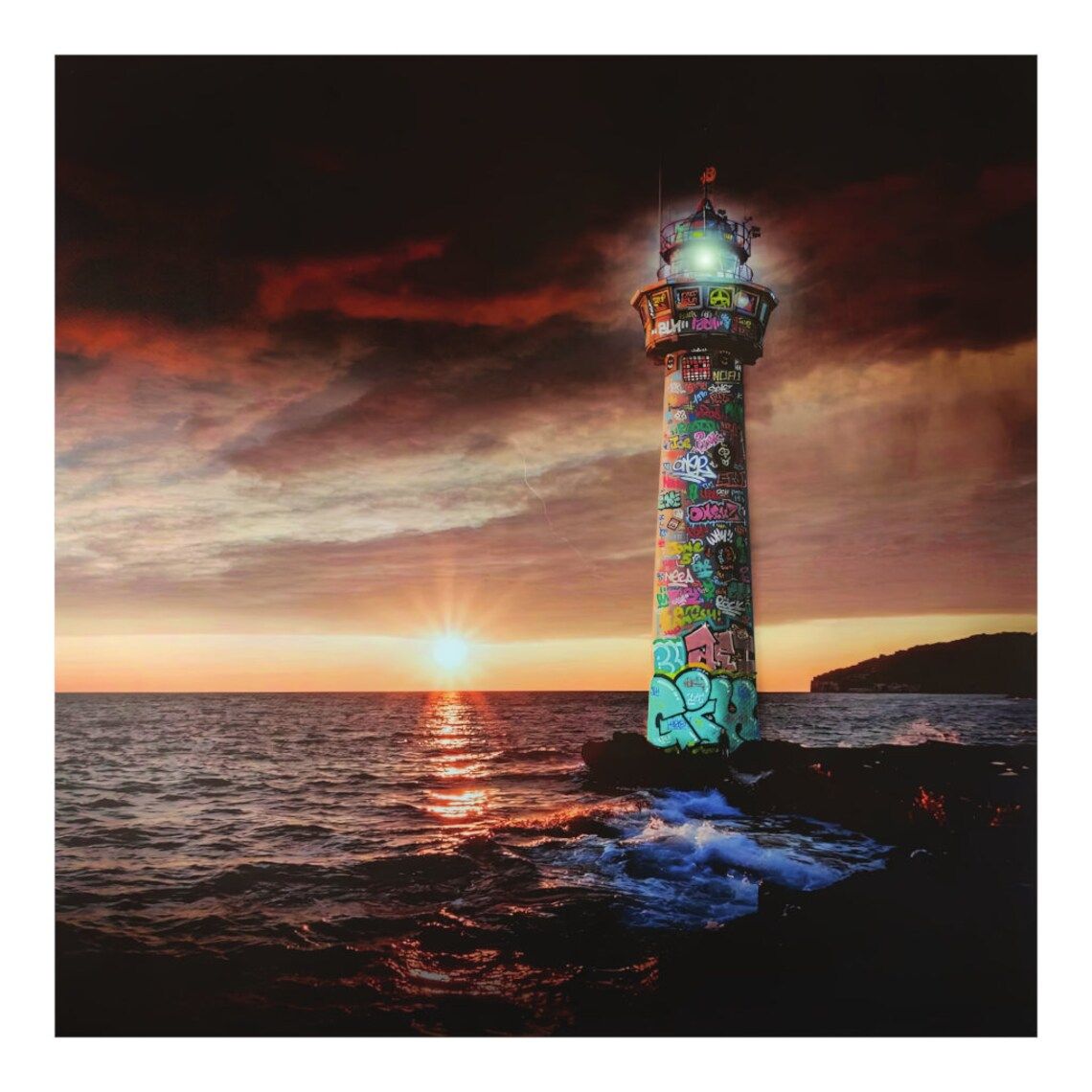 Editions d'art de BLACH a pour titre Sunset VS Lighthouse style street art dim : BLACHprix:70