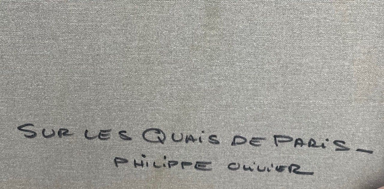 Tableau de PHIL a pour titre Sur les quais de Paris style figuratif dim : PHILprix:850