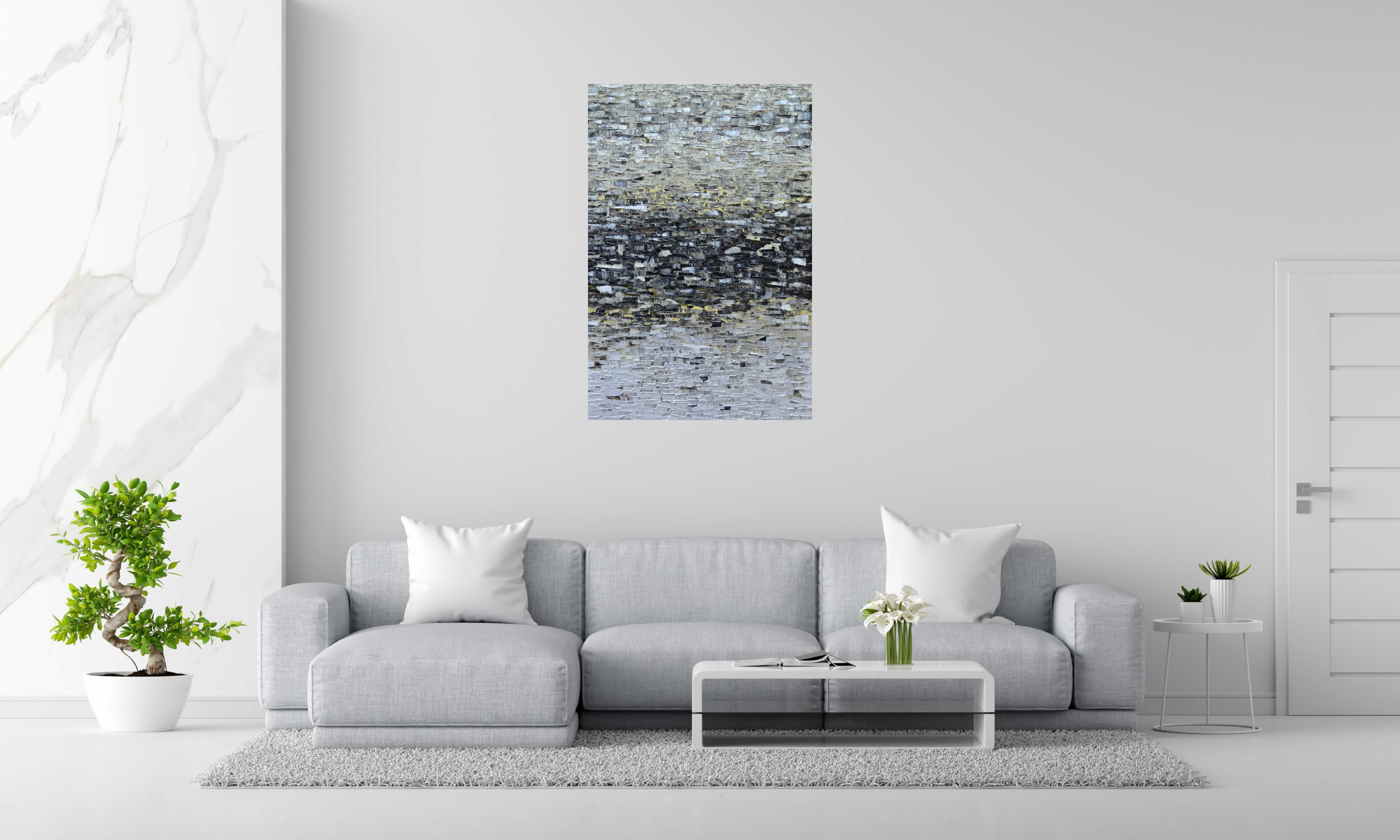 Tableau Peinture 04-2024-23 de ALAIN BECANNE dans un intérieur – 80 × 120 cm