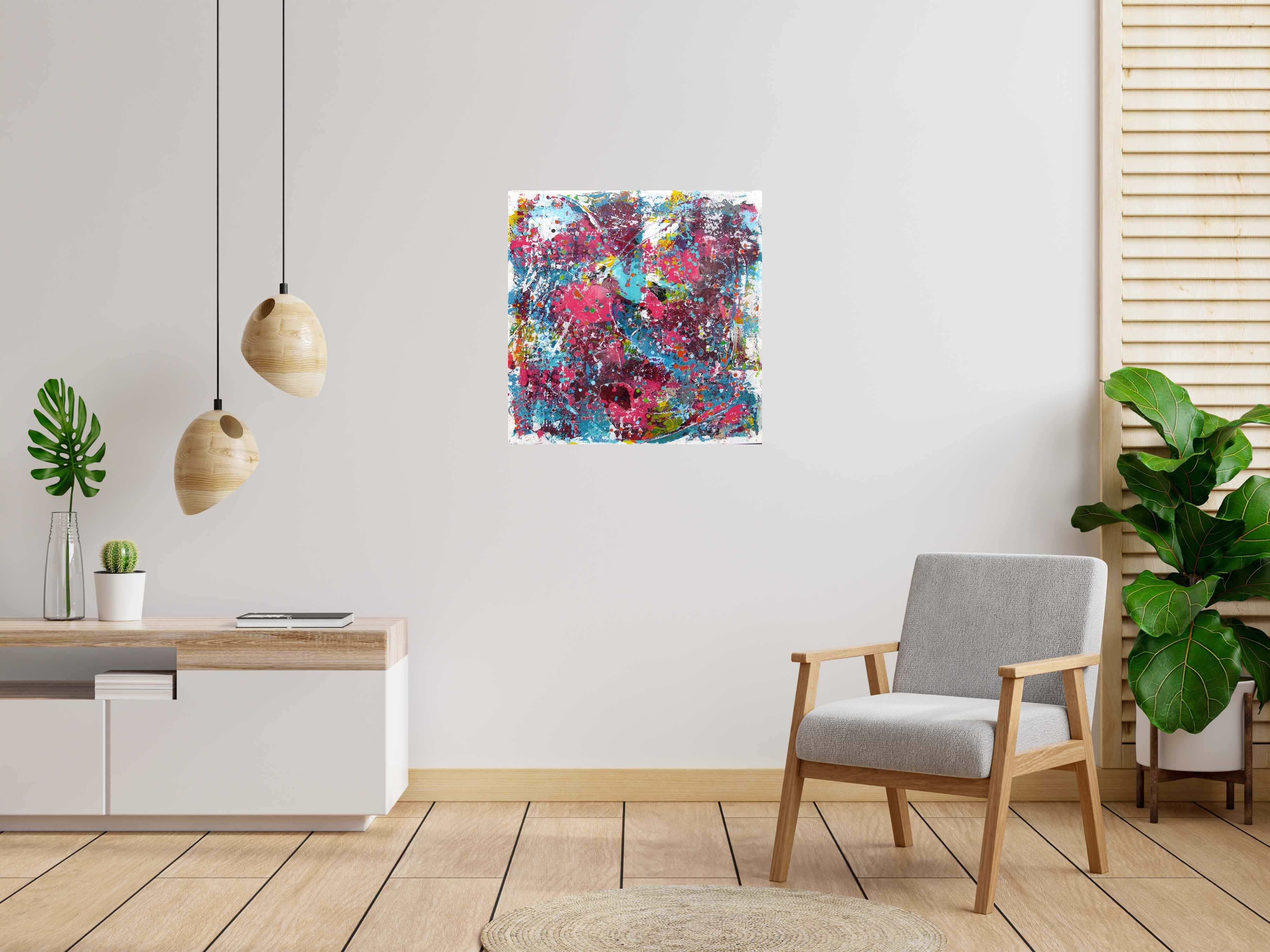 Tableau Stone Lumière et vertige de CELINE WEBER dans un intérieur – 80 × 80 cm