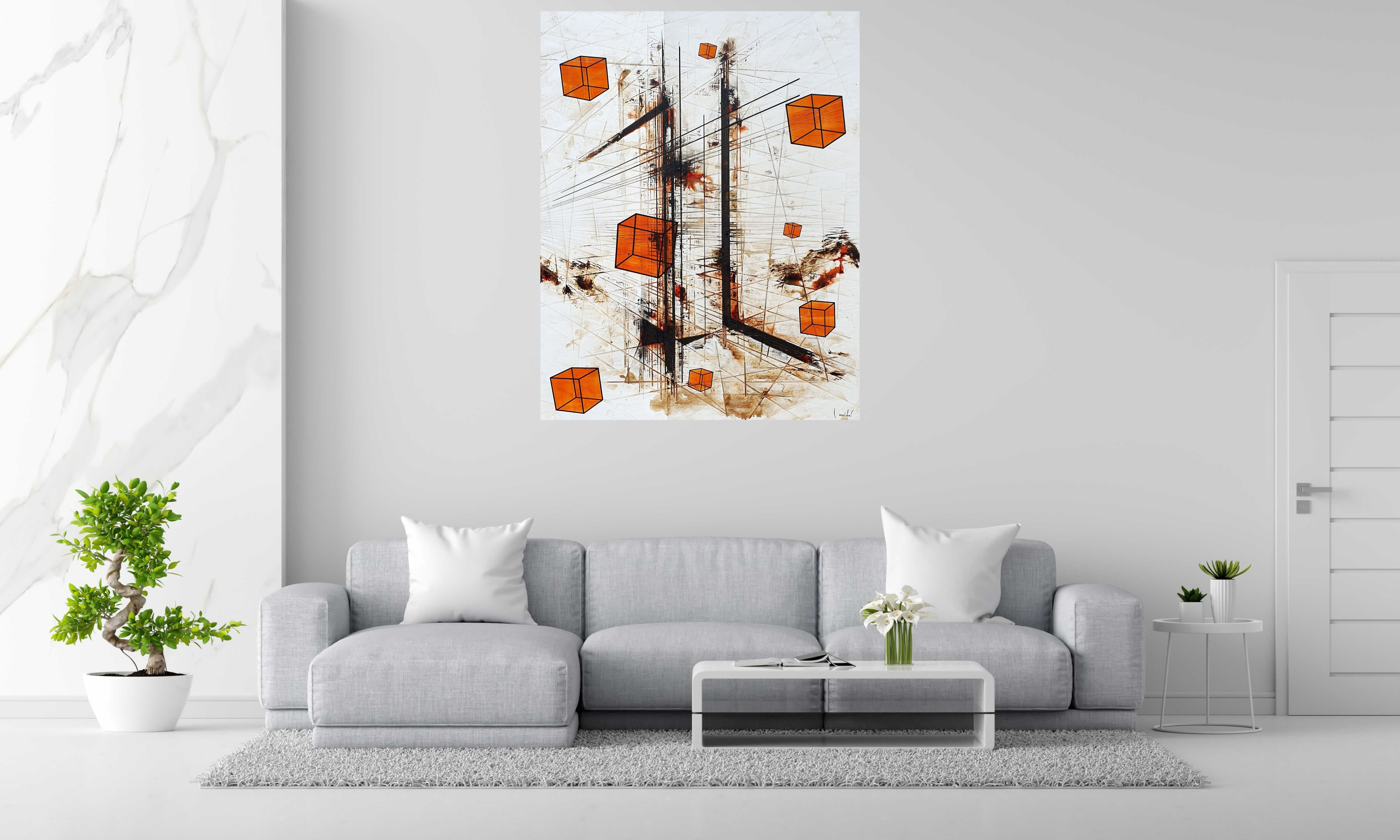 Tableau BUILD de LUDOVIC MERCHER dans un intérieur – 114 × 146 cm