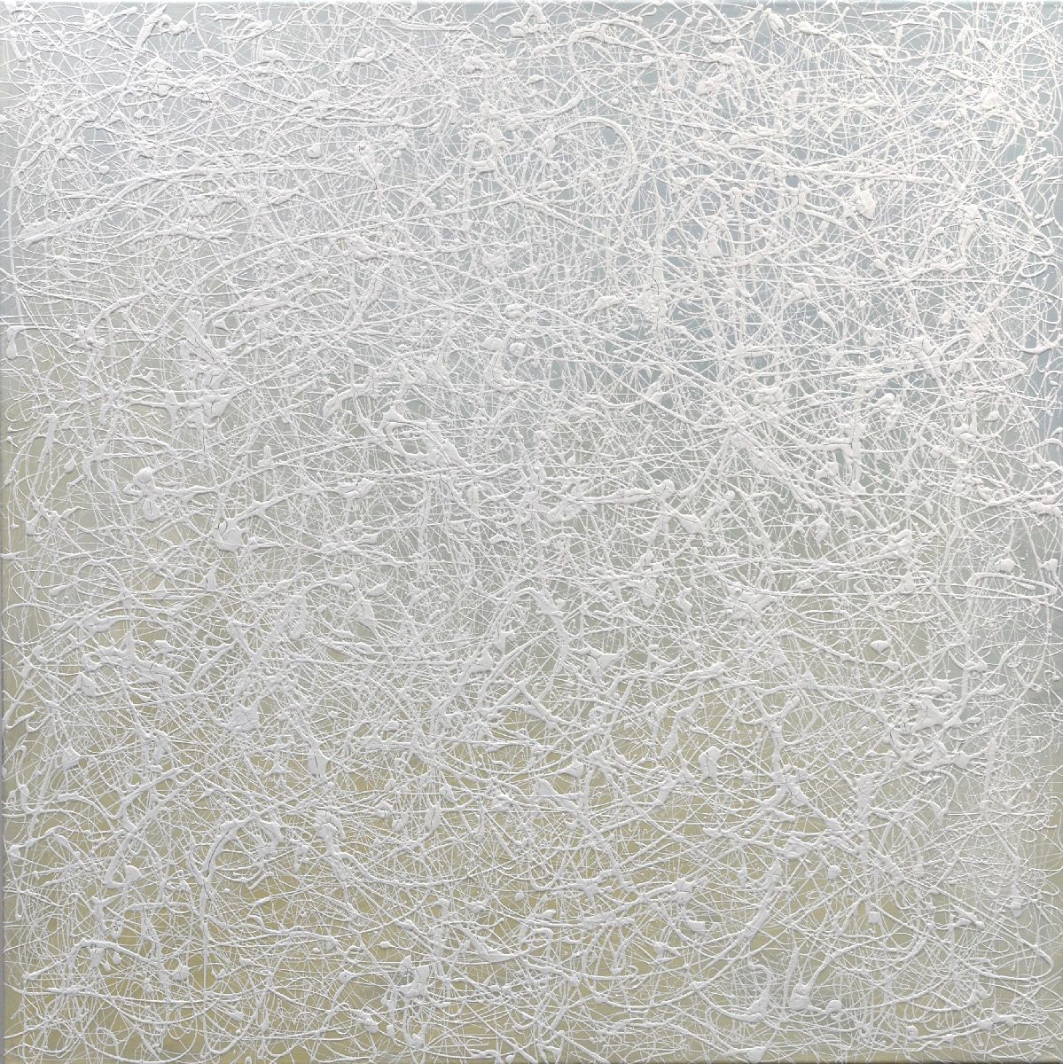 Tableau abstrait grand format blanc et vert Fast Light – NASH – 100 × 100 cm