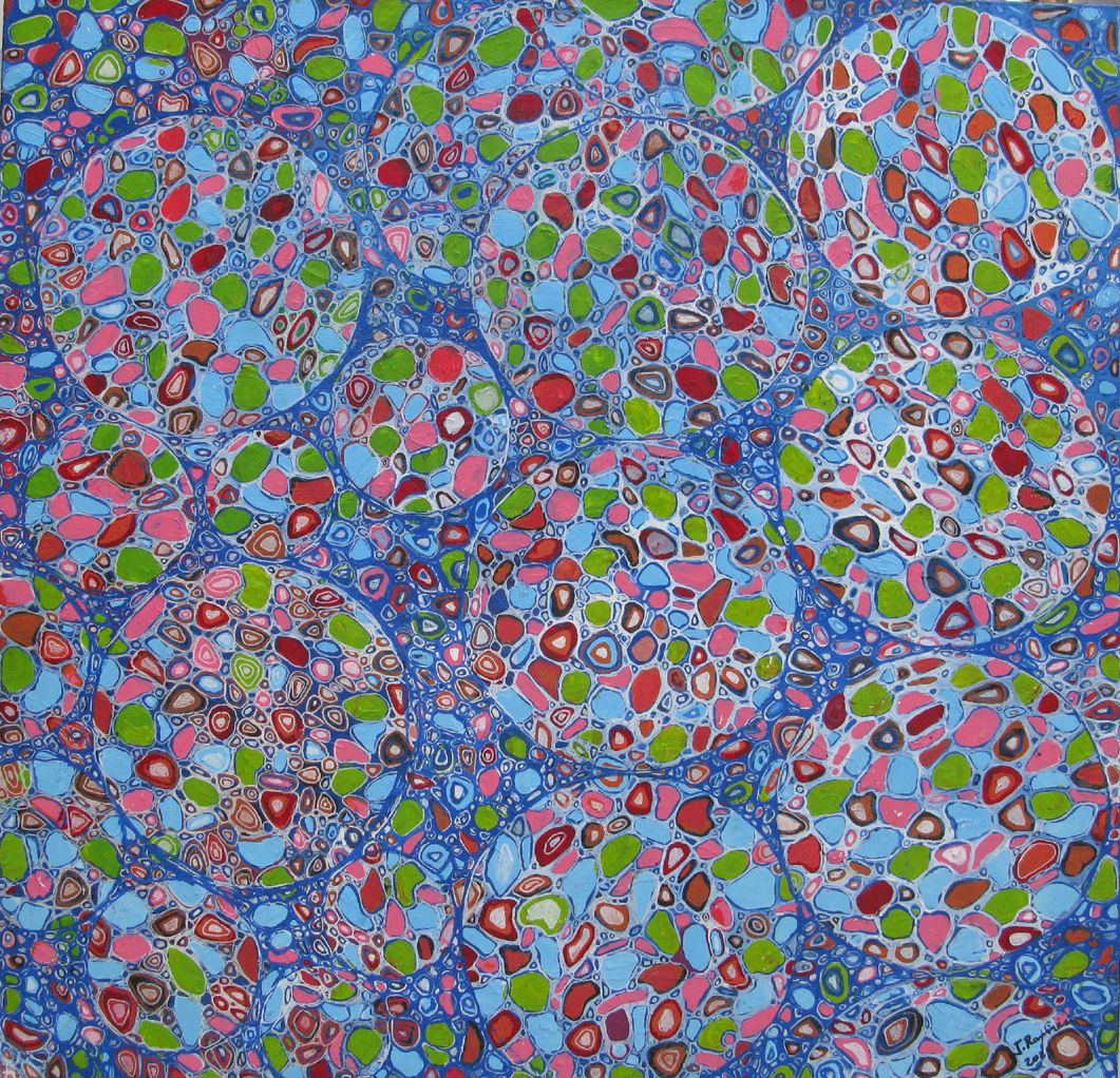 Tableau abstrait grand format MICROCOLOUR 4 – JAVIER RAMIREZ – 100 × 100 cm