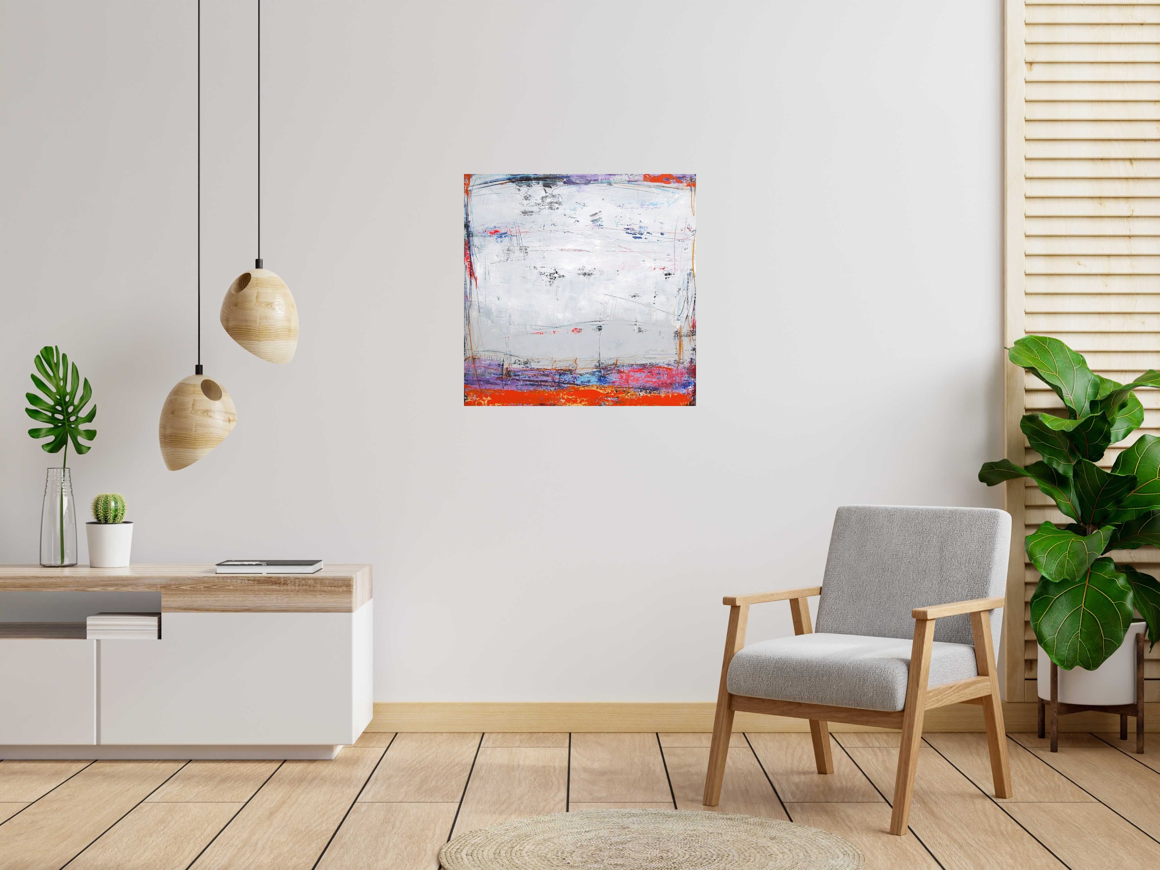 Tableau NUANCES MAUVE de TANIA CARRARA dans un intérieur – 80 × 80 cm