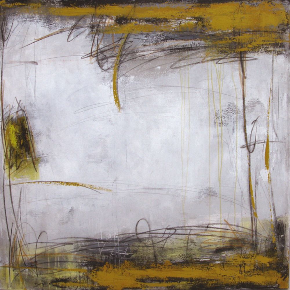 Tableau abstrait grand format NUANCES OCRE JAUNE – TANIA CARRARA – 100 × 100 cm