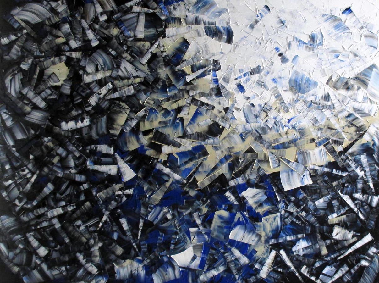 Tableau abstrait grande taille PEINTURE OCTOBRE 2019-77 – ALAIN BECANNE – 97 × 130 cm