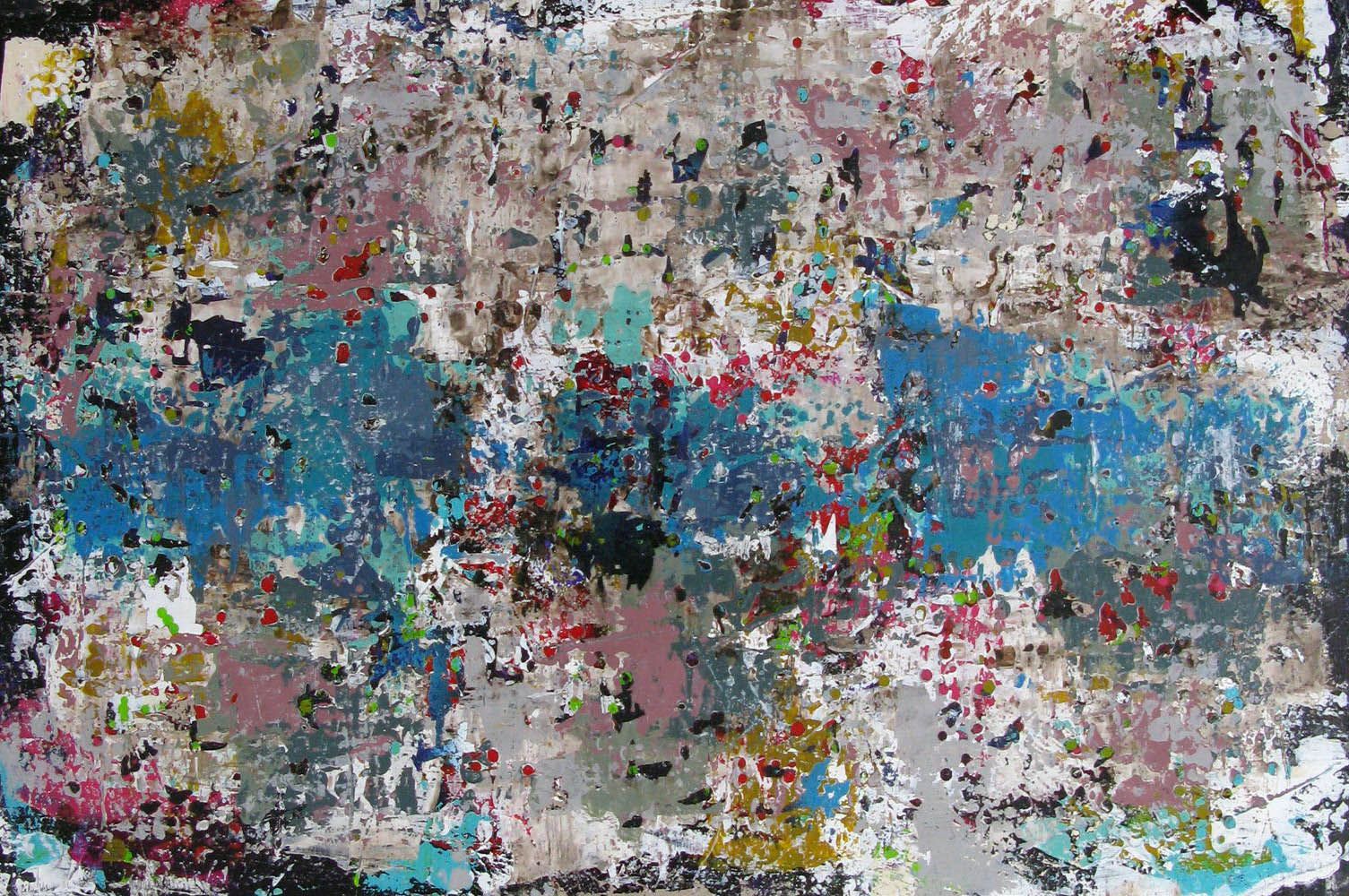 Tableau abstrait grande taille STONE QUARTZ BLEU – CELINE WEBER – 130 × 97 cm