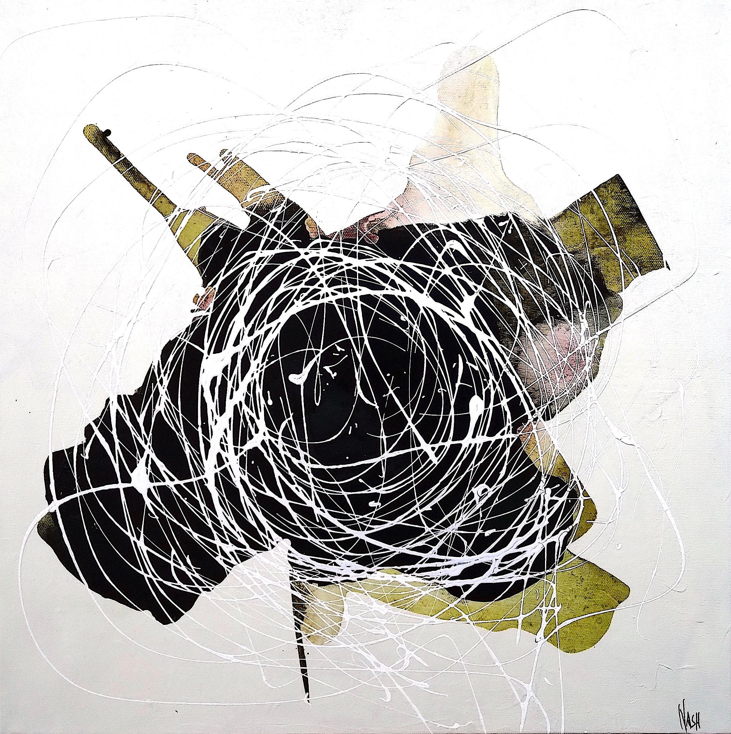 Tableau abstrait moyen format bleu et noir Miami – NASH – 50 × 50 cm