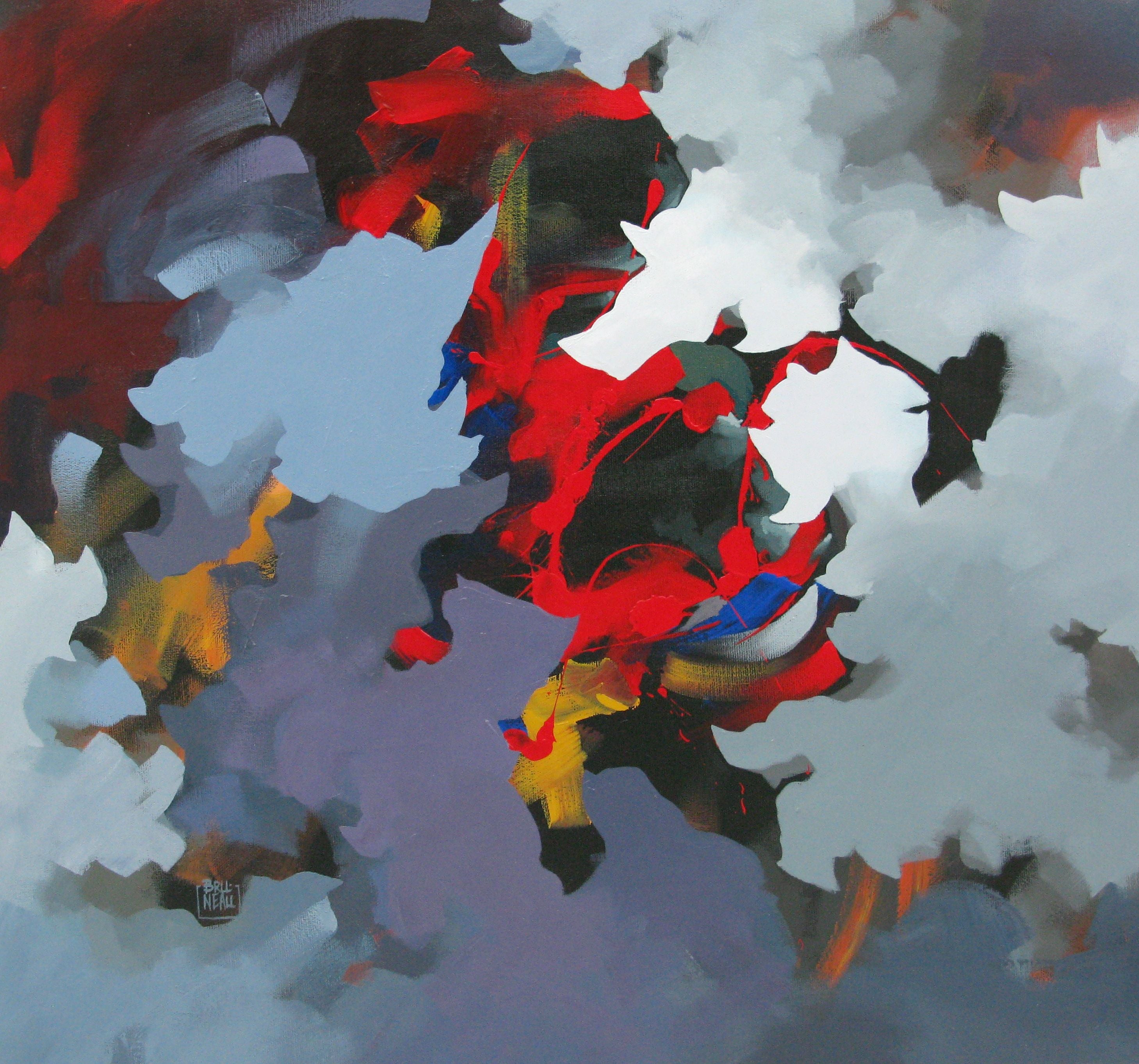 Tableau abstrait moyen format La corne de Rhinoceros – BRUNEAU – 33 × 46 cm