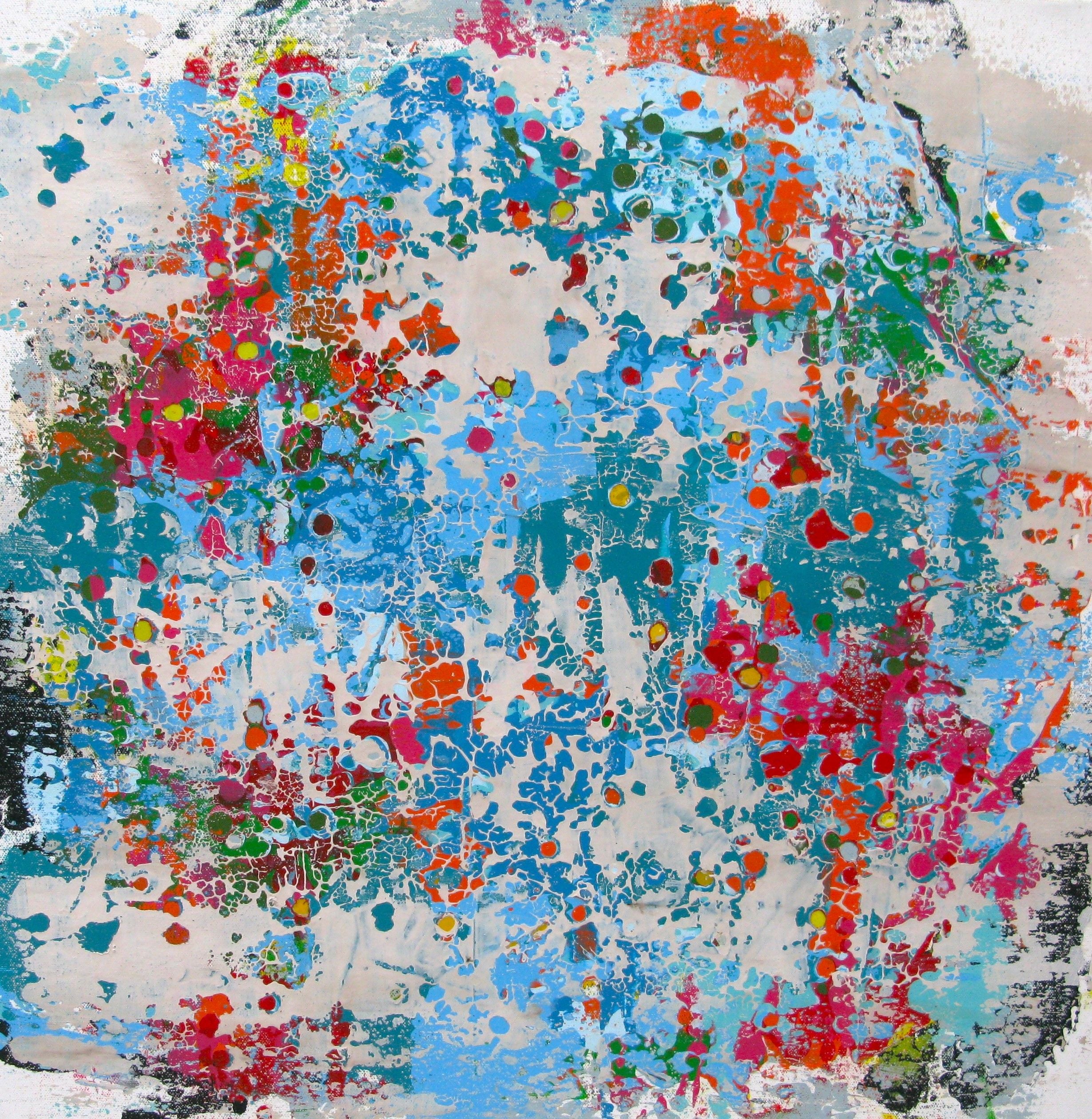 Tableau abstrait moyen format STONE FJORDS – CELINE WEBER – 60 × 60 cm