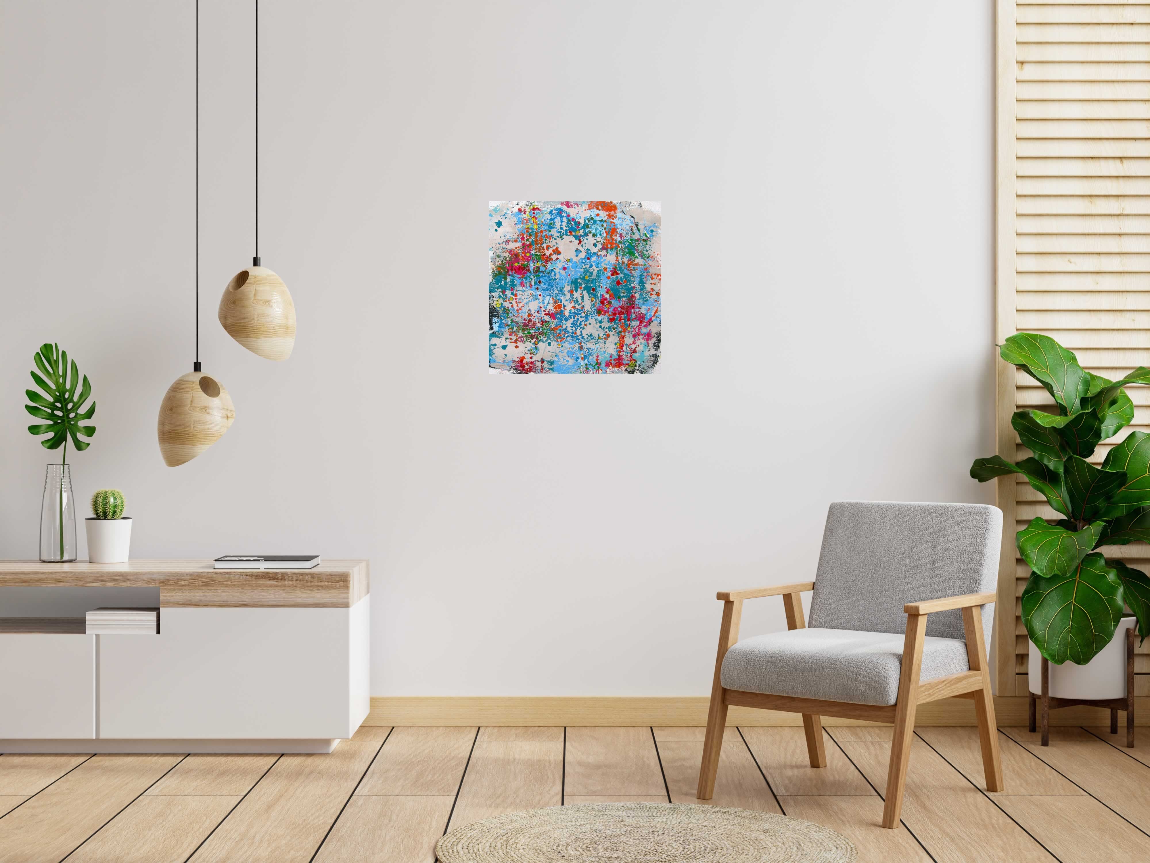 Tableau STONE FJORDS de CELINE WEBER dans un intérieur – 60 × 60 cm