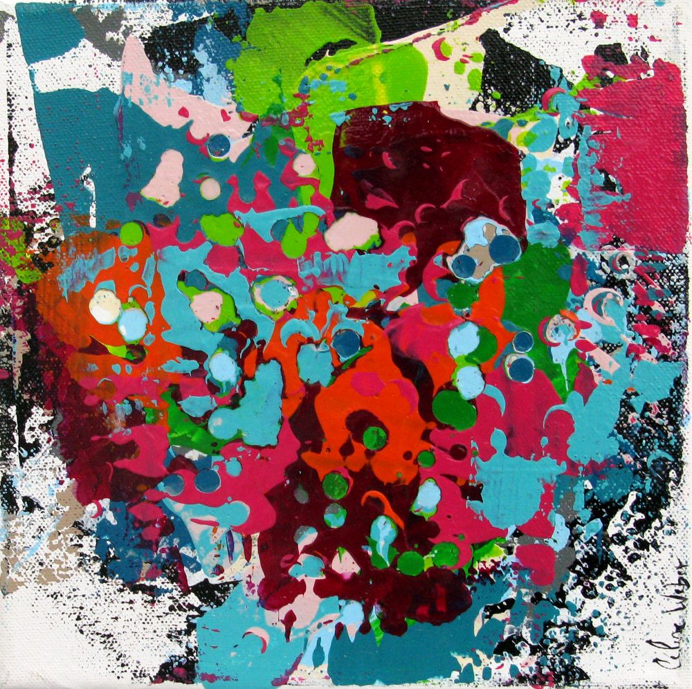 Tableau abstrait petit format STONE 2 – CELINE WEBER – 20 × 20 cm