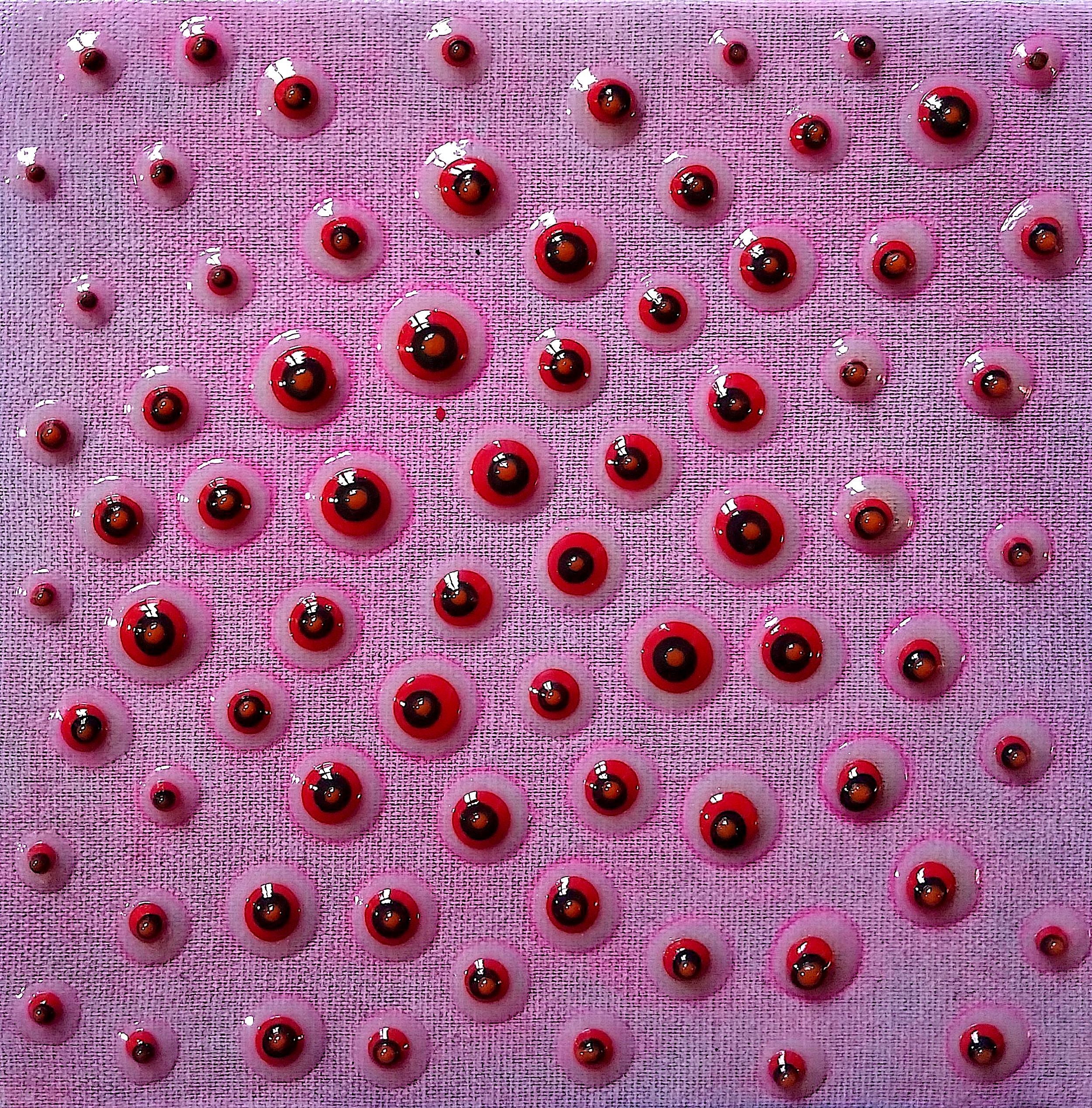 Tableau abstrait petit format rose Sky 11 – NASH – 20 × 20 cm