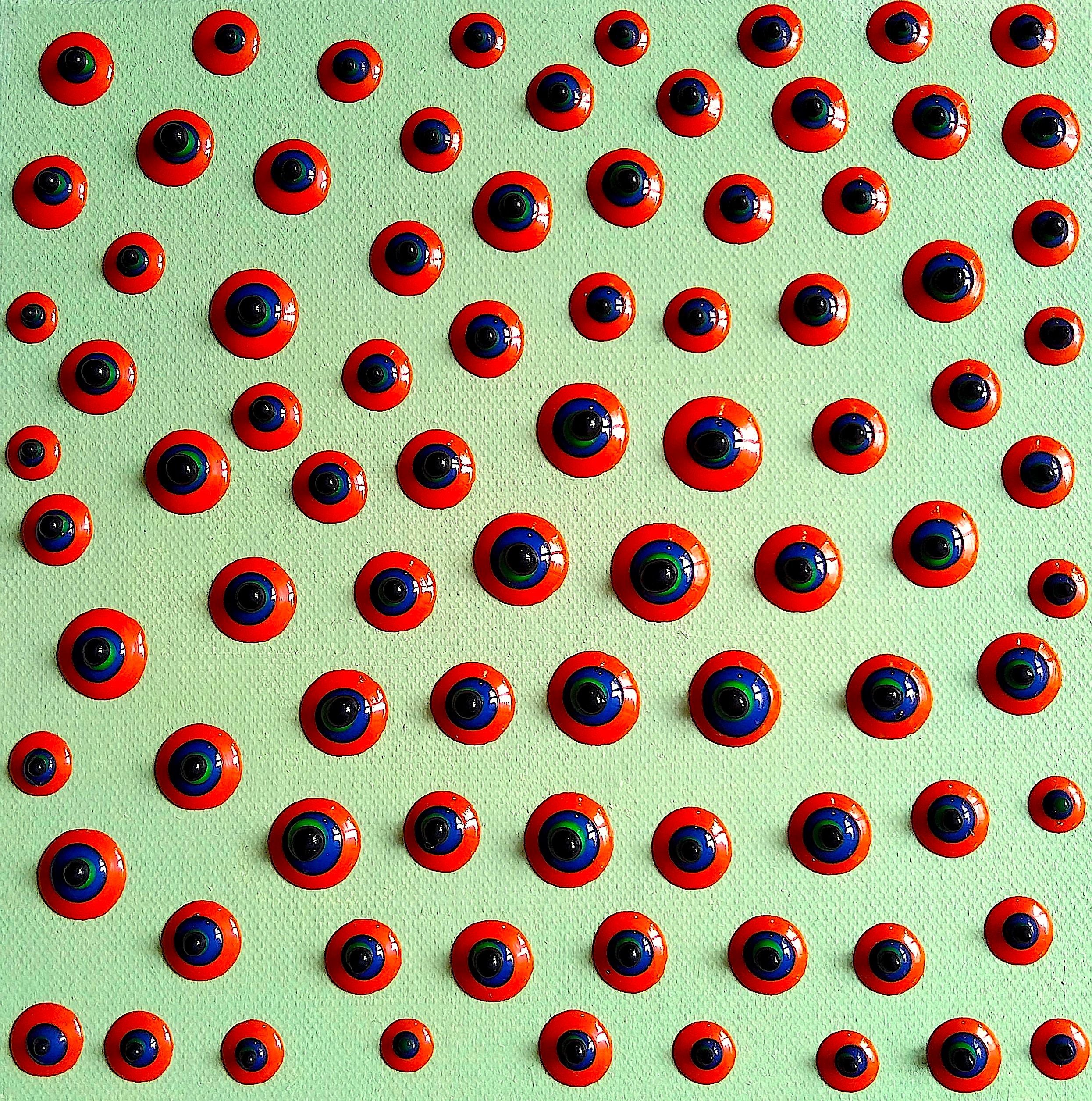 Tableau abstrait petit format vert Sky 2 – NASH – 20 × 20 cm