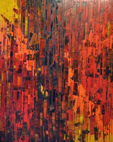 Tableau abstrait très grand format noir PEINTURE 01-2023-08 – ALAIN BECANNE – 120 × 150 cm