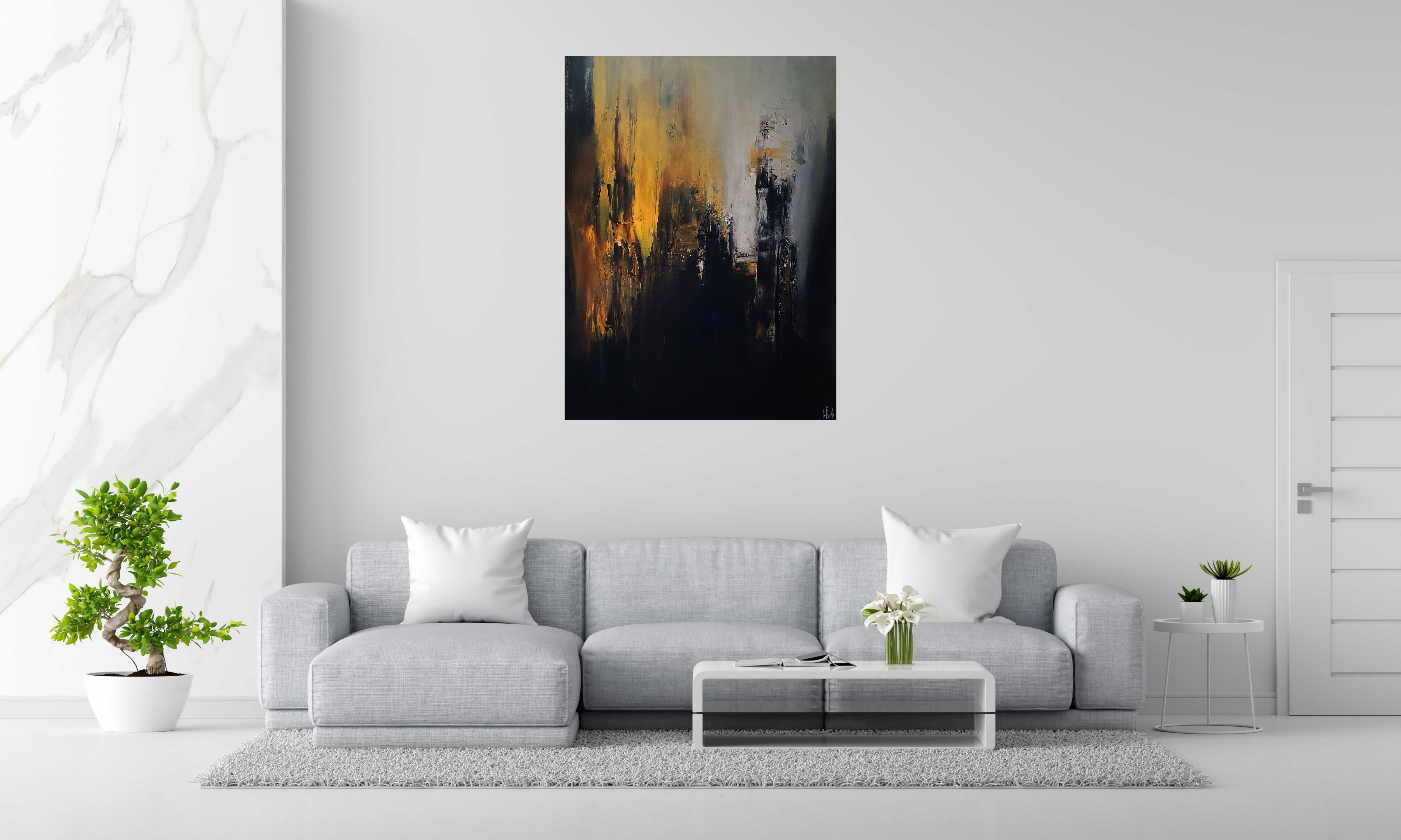 Tableau FIRELAND de RUELLE NICOLAS dans un intérieur – 97 × 130 cm