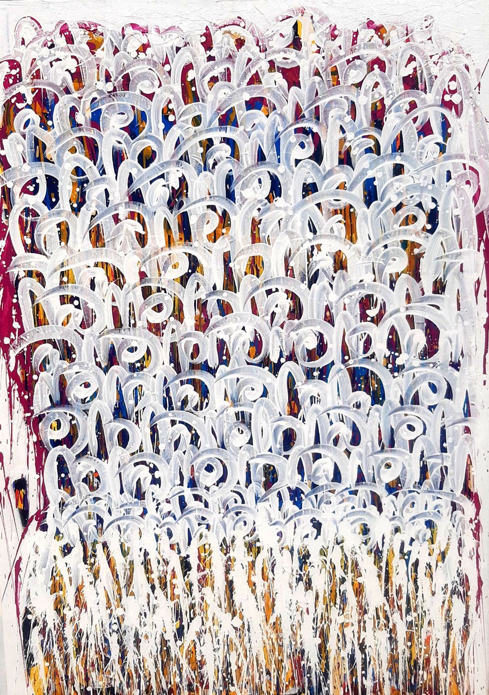 Tableau abstrait très grand format NONAME AURORE 2019 – STEPHANE RIME – 140 × 100 cm