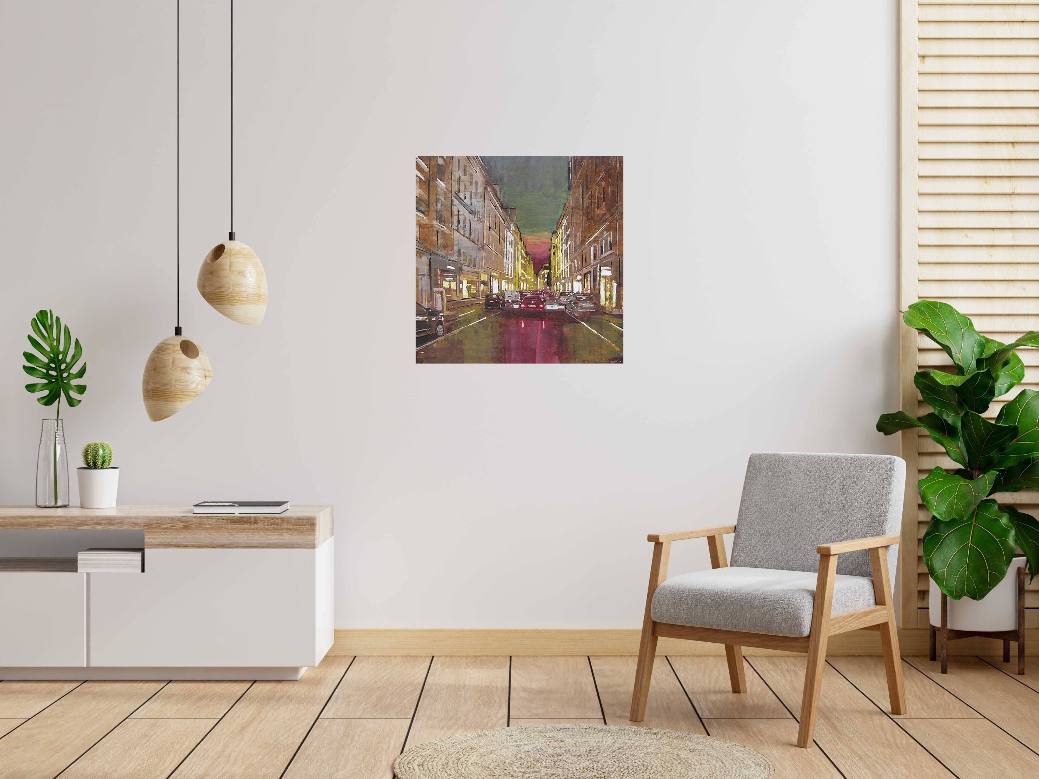 Tableau RUE ST HONORÉ de ADRIEN FAVEAU dans un intérieur – 80 × 80 cm