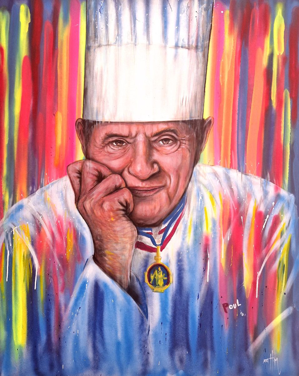 Tableau figuratif format xxl bleu Chef Paul – ART HM – 89 × 116 cm