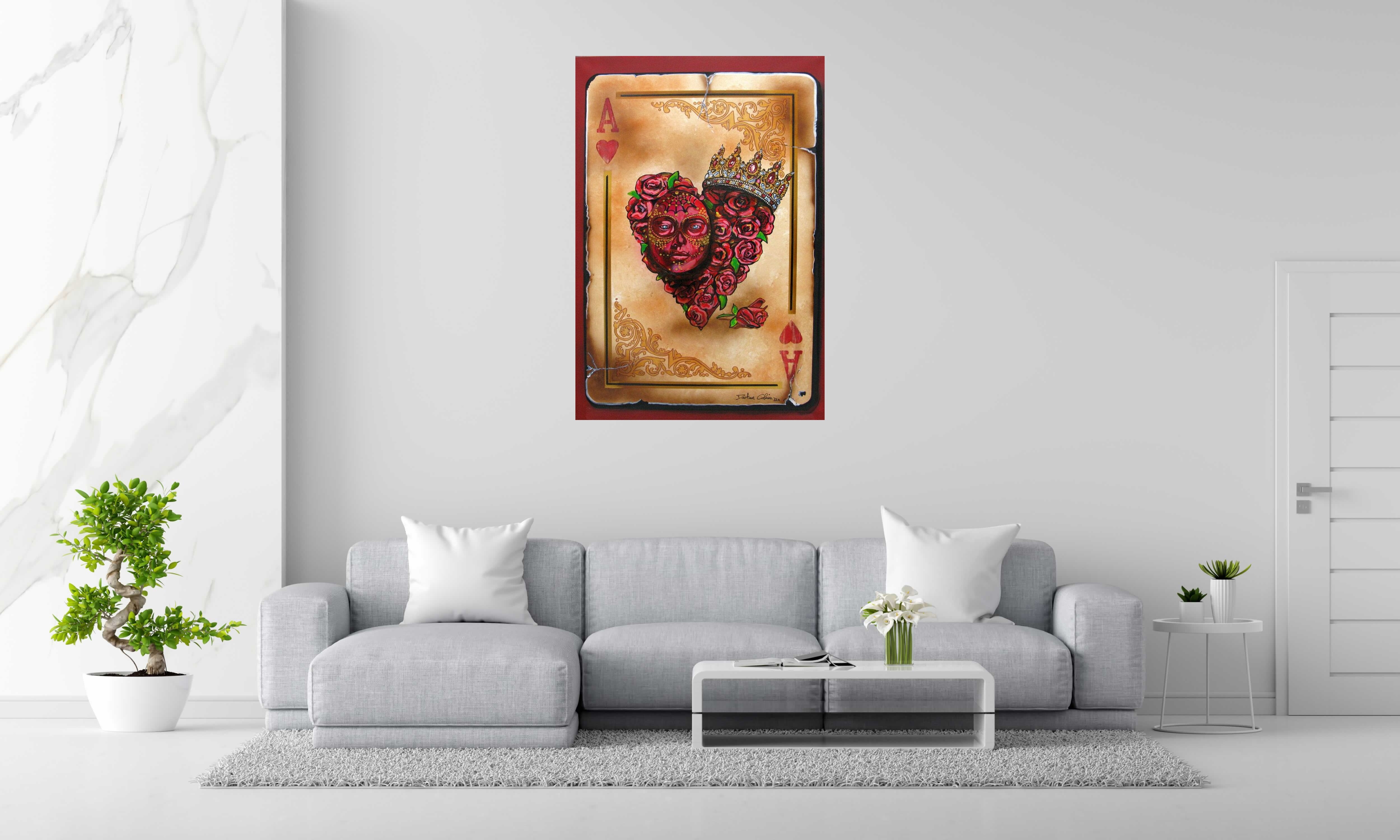 Tableau Le coeur rose de Docteur Cobain dans un intérieur – 89 × 130 cm