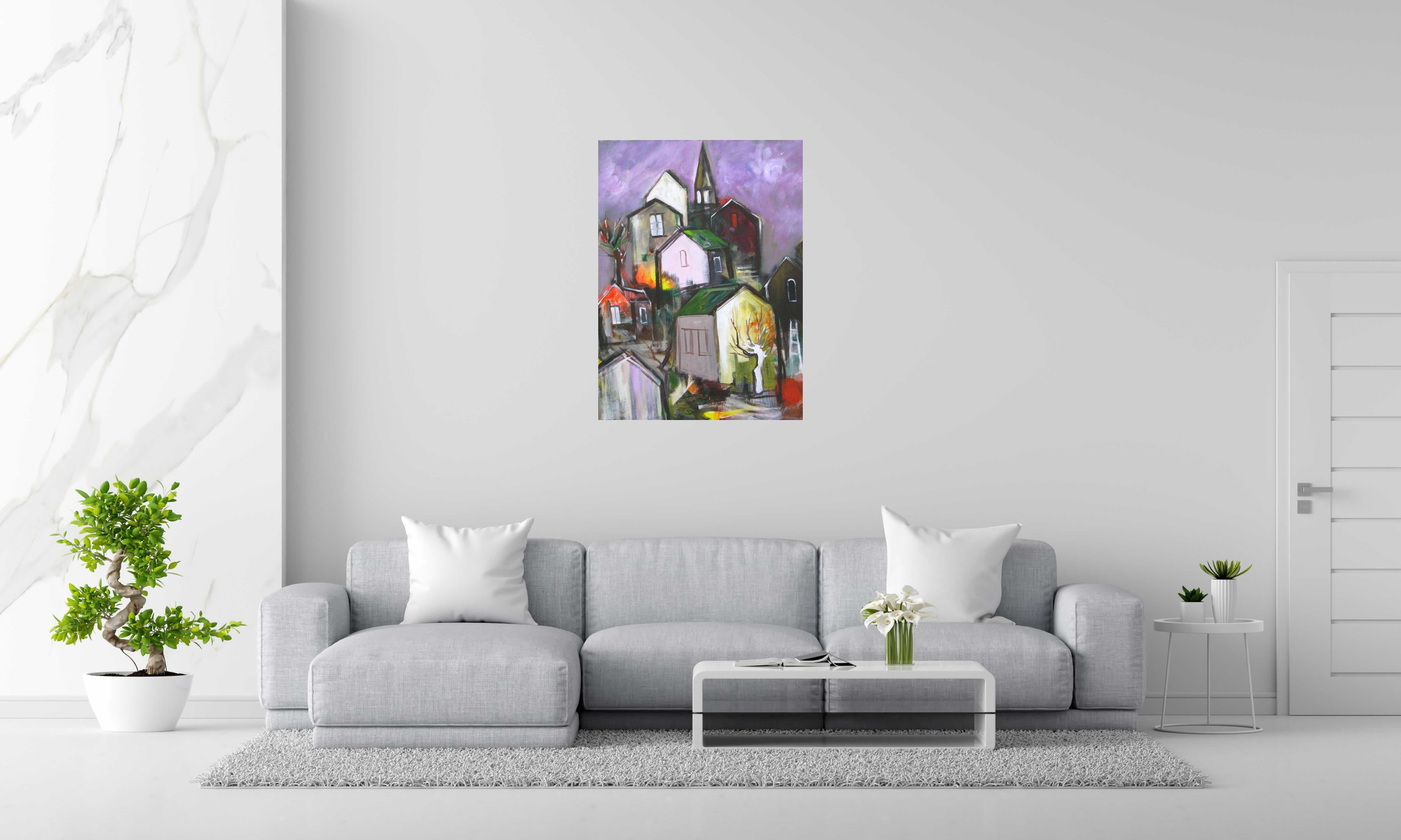 Tableau NOVO SELO 1 de IVAN TZONEV dans un intérieur – 100 × 73 cm