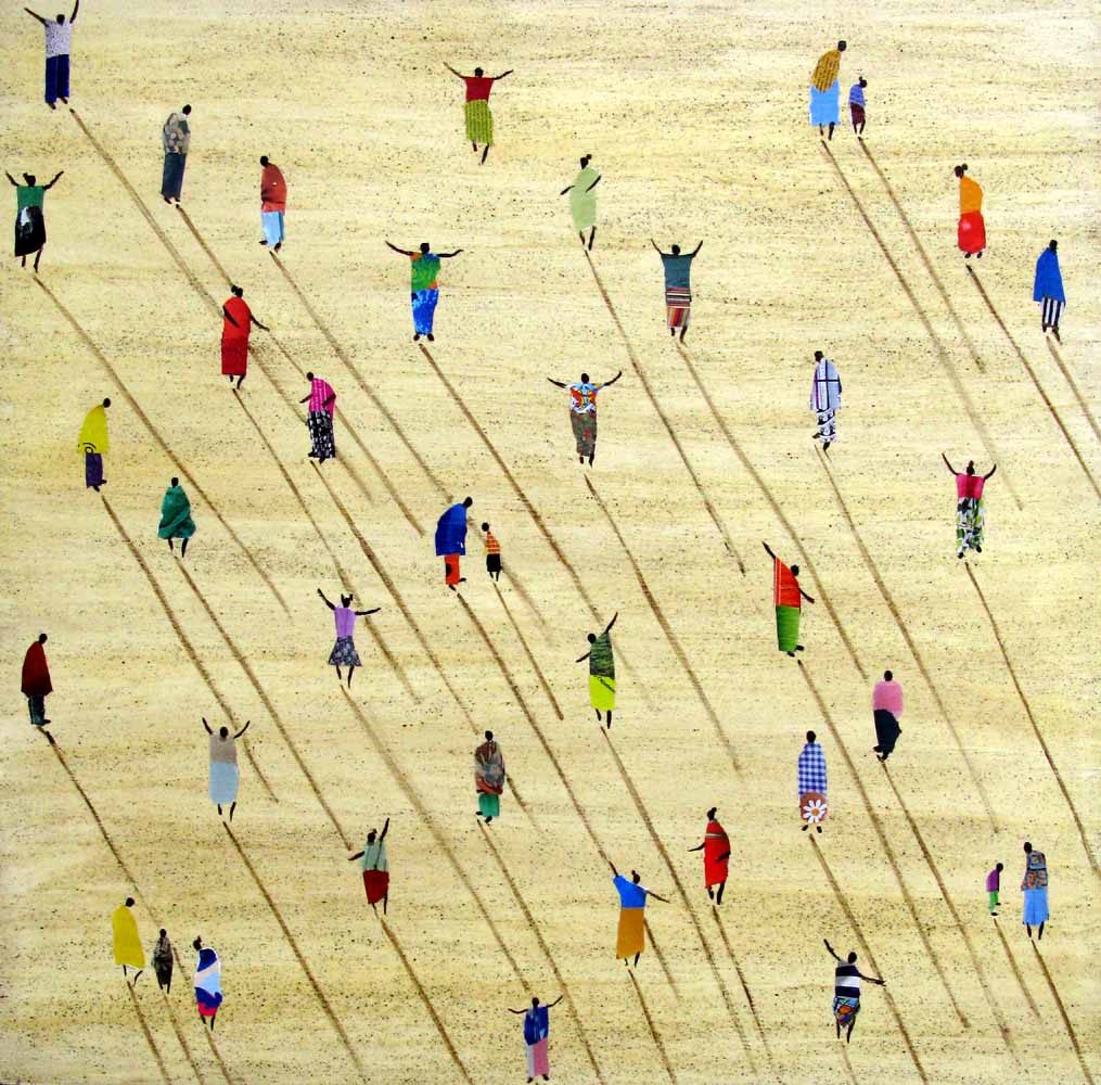 Tableau figuratif grand format Senegal – MARCOS ZRIHEN NOWOTNY – 100 × 100 cm