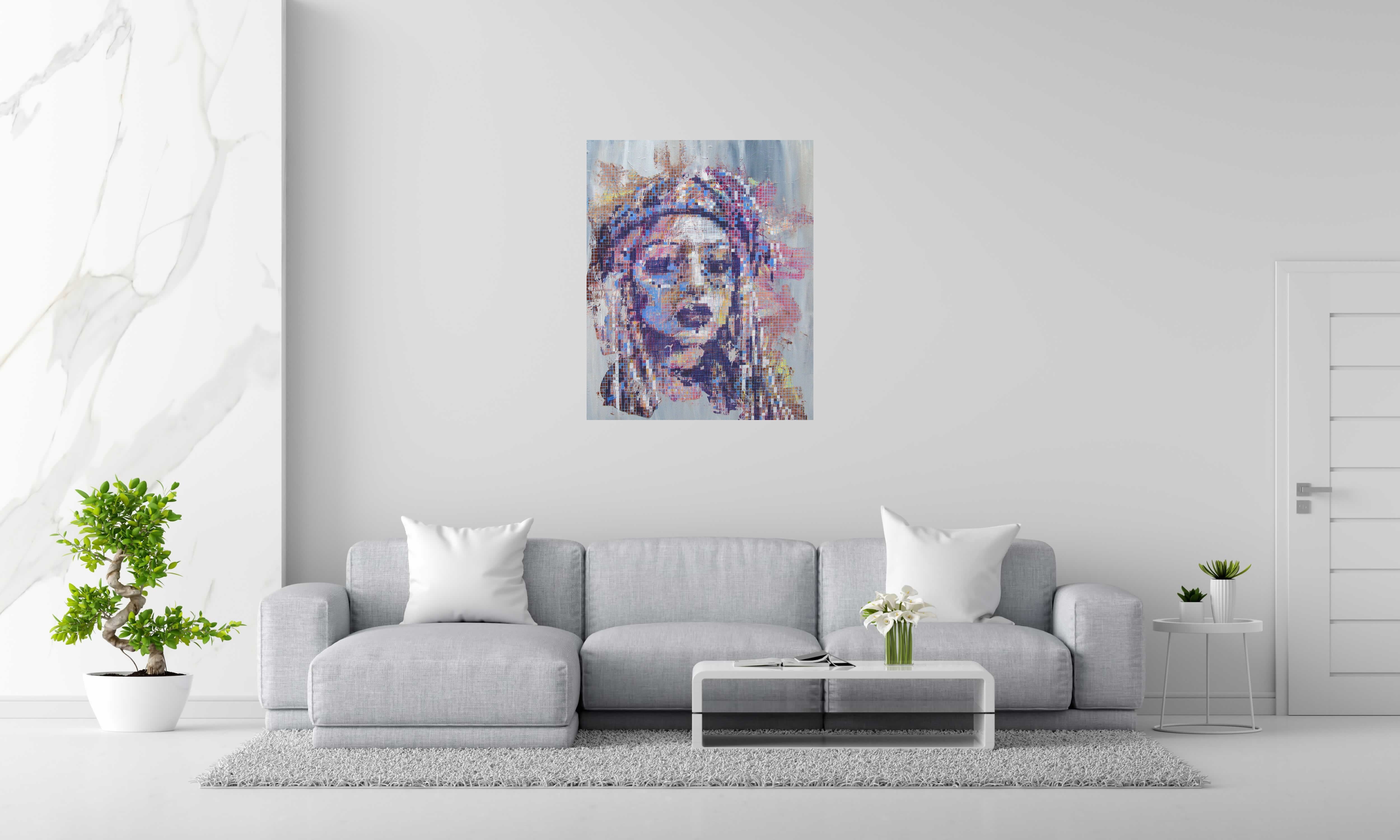 Tableau REAPPROPRIATION HUMAINE URBAINE de NICOLAS JESBAC dans un intérieur – 81 × 100 cm