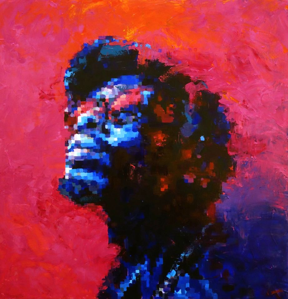 Tableau figuratif grand format SOUL #2 – NICOLAS JESBAC – 100 × 100 cm