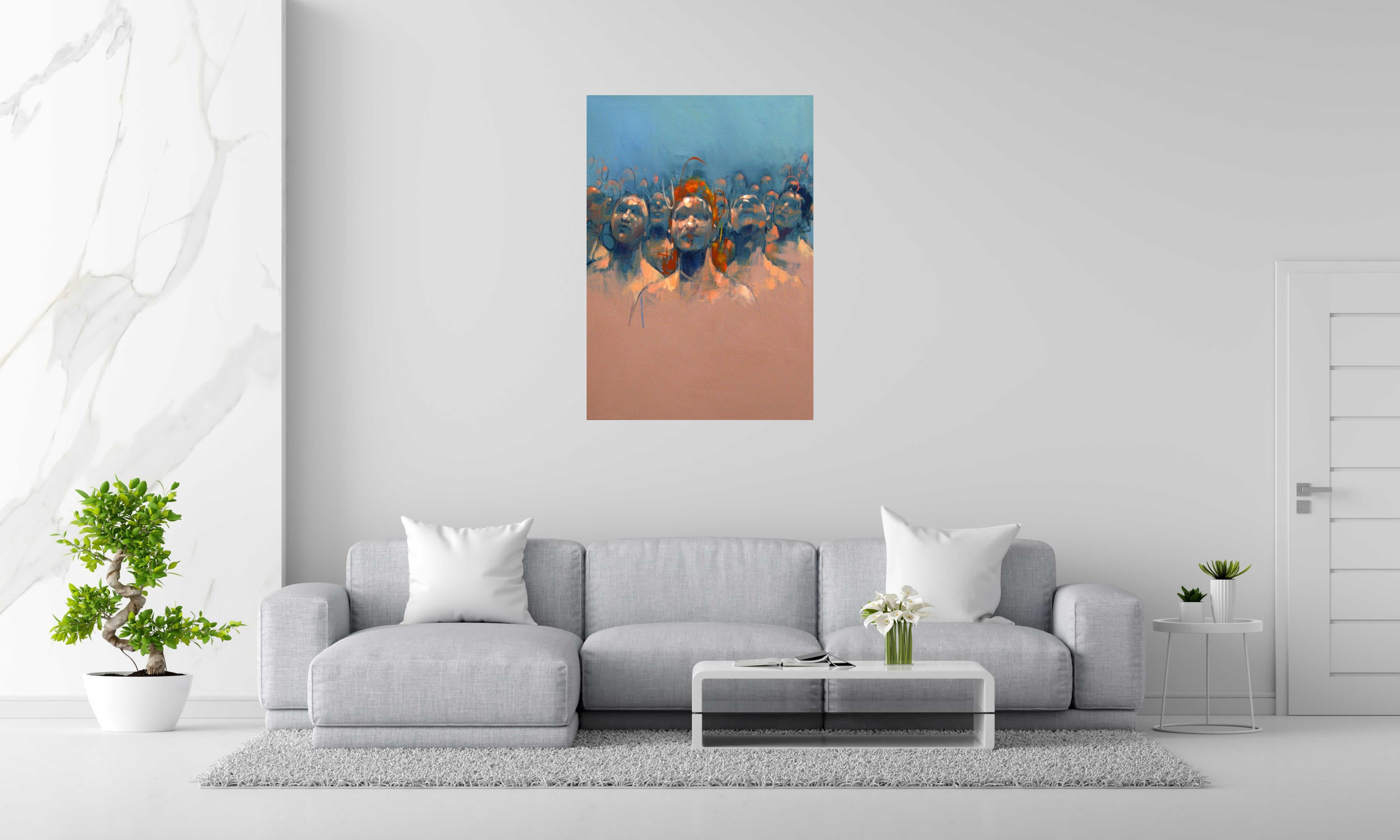 Tableau THE CAGE de OLIVIER MASSEBEUF dans un intérieur – 116 × 81 cm