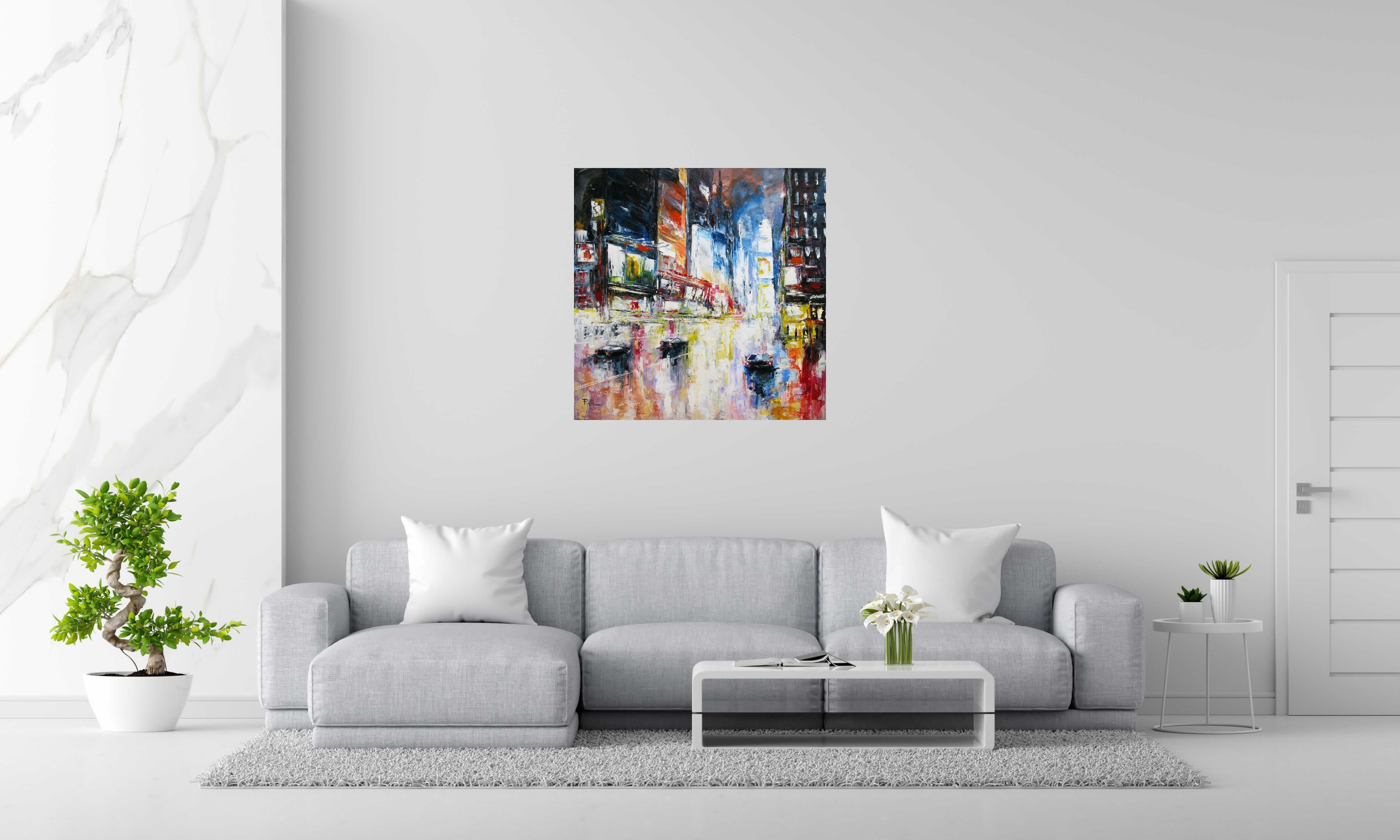 Tableau Timesquare de PHIL dans un intérieur – 90 × 90 cm