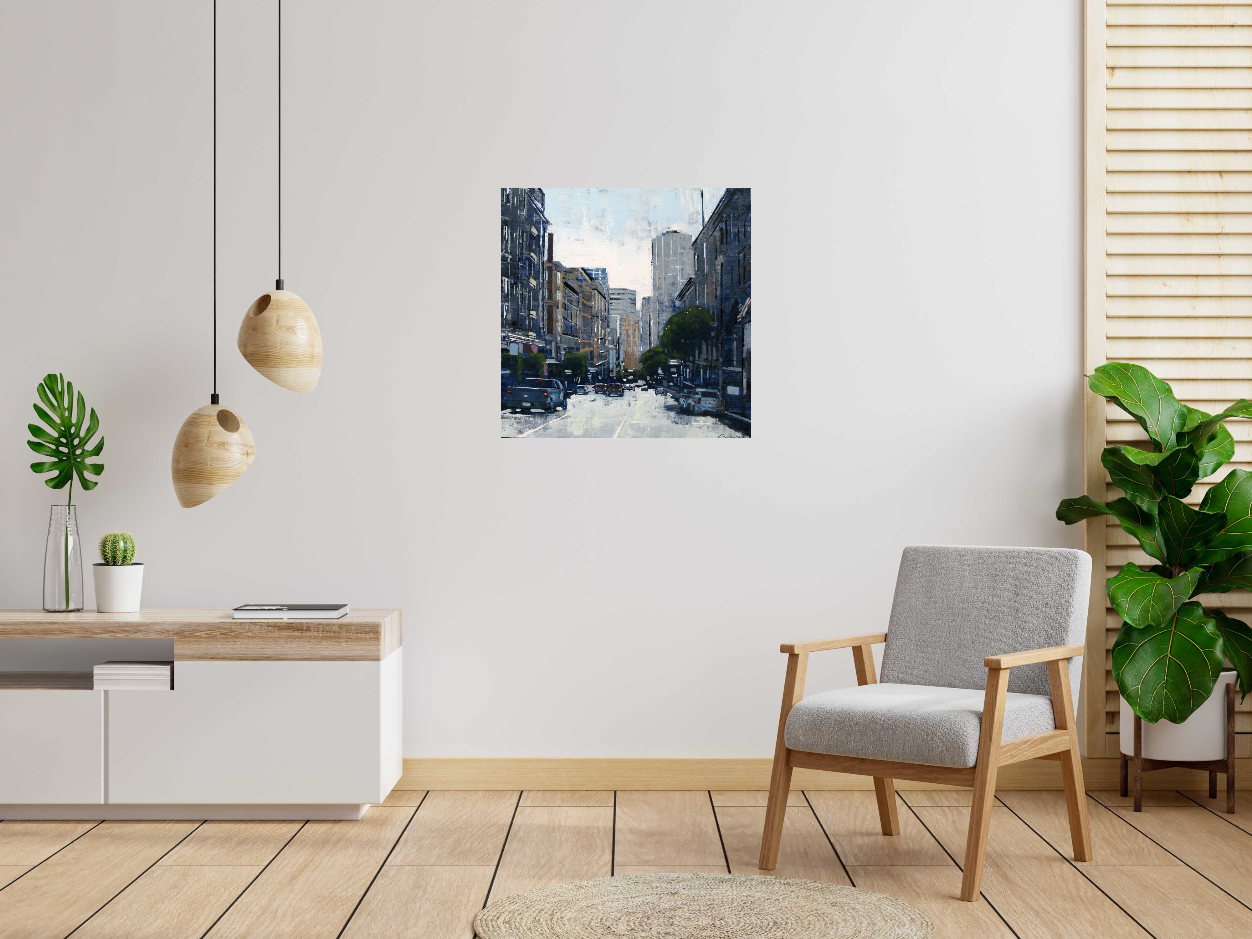 Tableau Bush street, san francisco de ADRIEN FAVEAU dans un intérieur – 80 × 80 cm