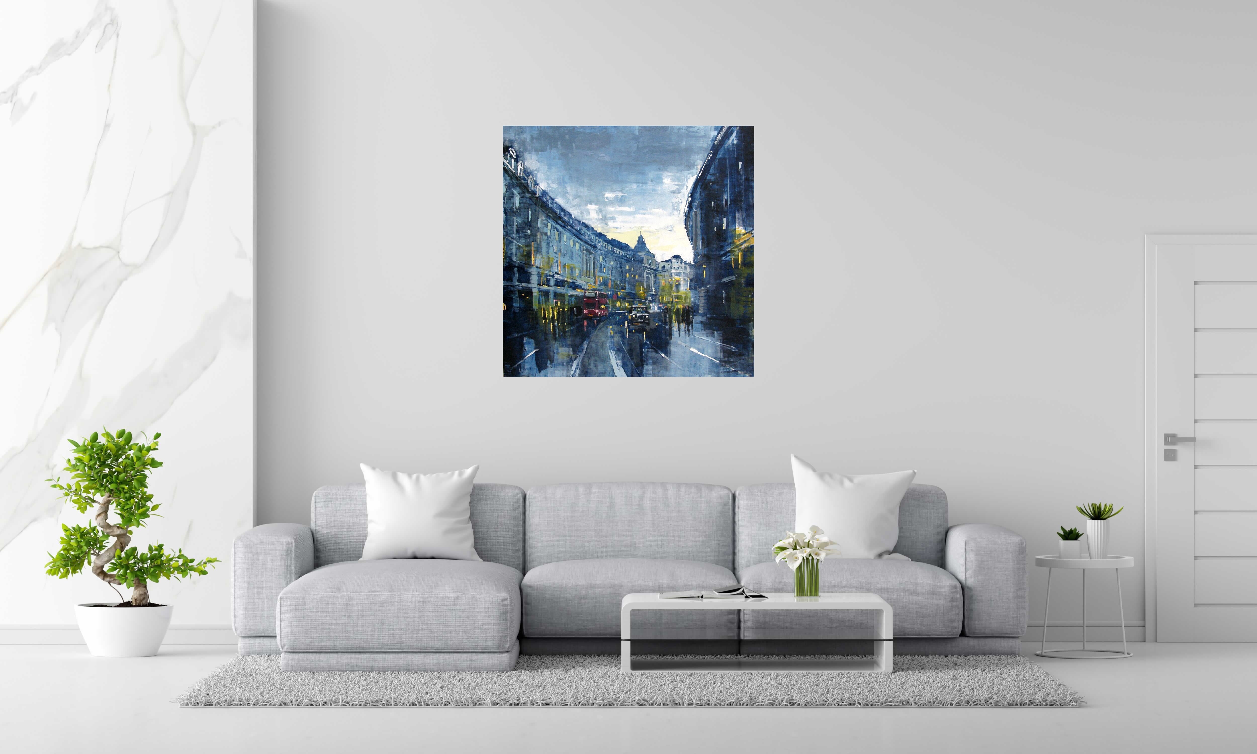 Tableau London, Regent Street de ADRIEN FAVEAU dans un intérieur – 100 × 100 cm