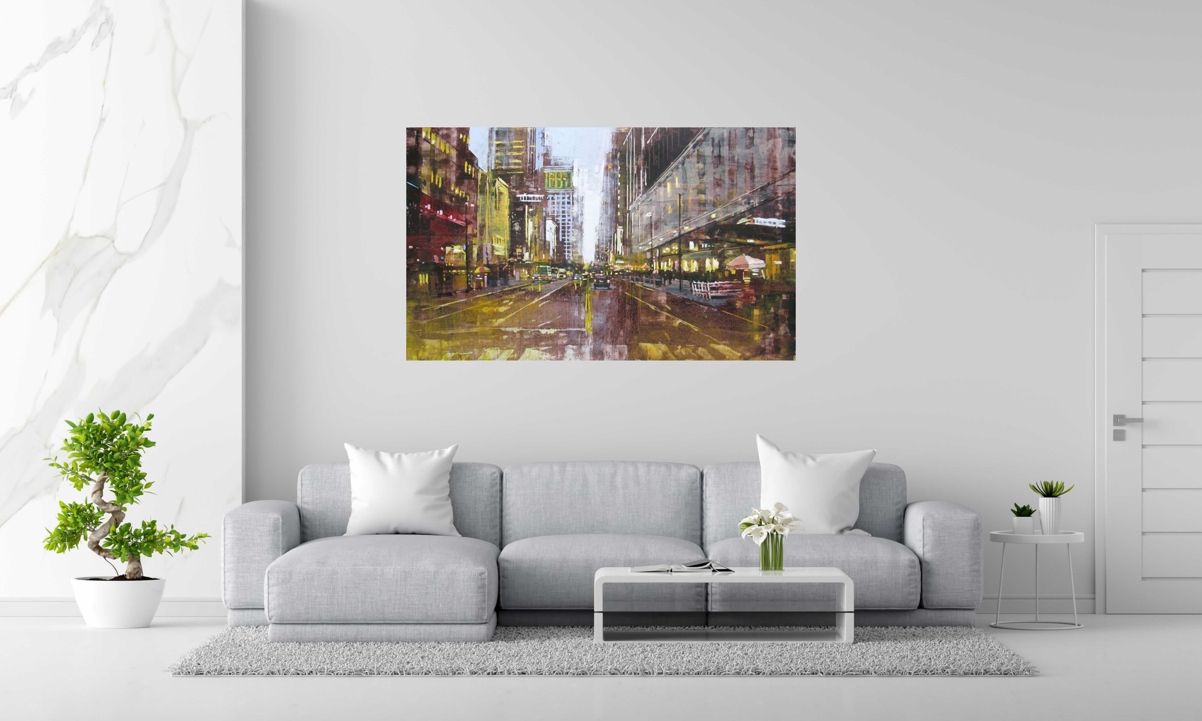 Tableau WEST 34TH STREET de ADRIEN FAVEAU dans un intérieur – 97 × 162 cm