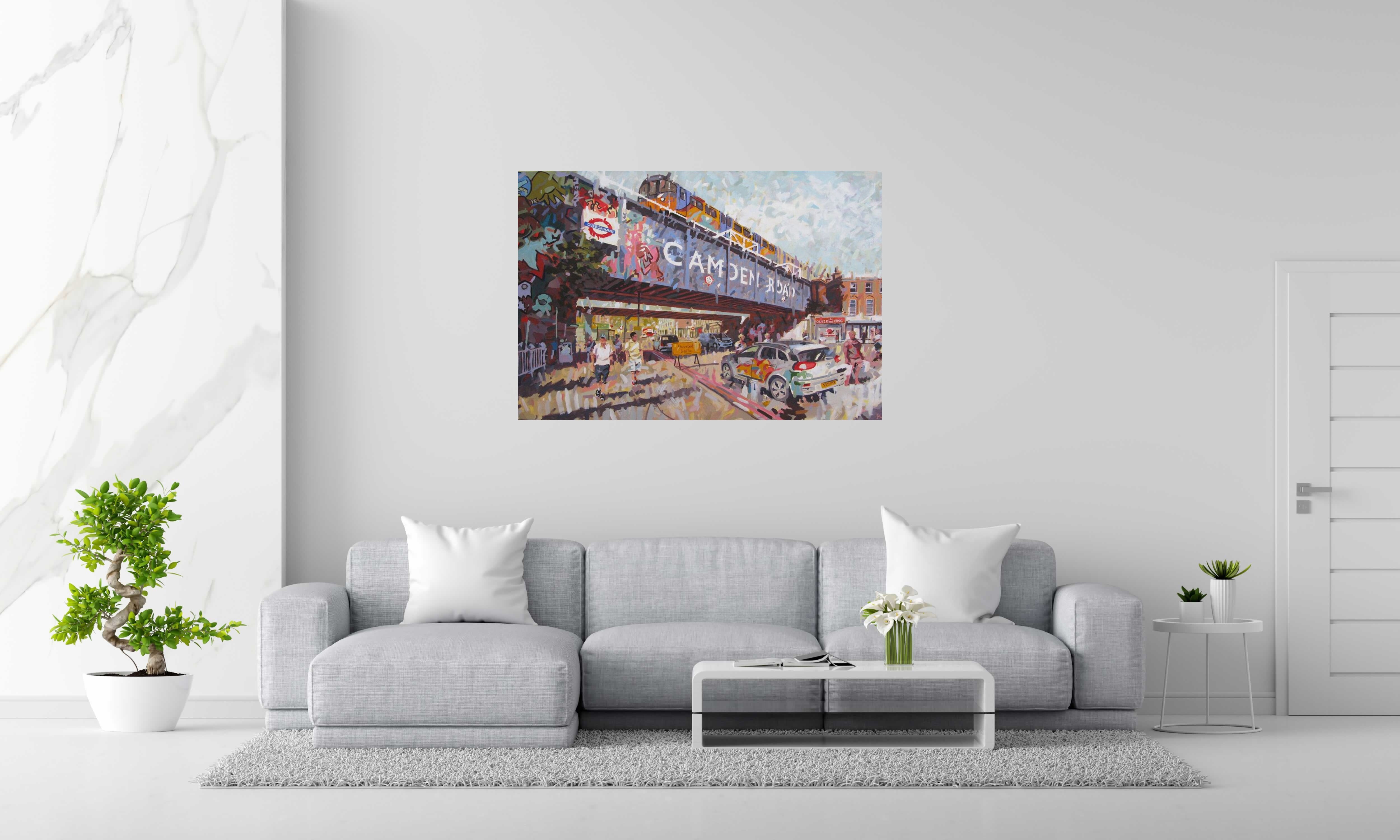 Tableau Crossing the pink street de HEATON RUDYARD dans un intérieur – 89 × 130 cm