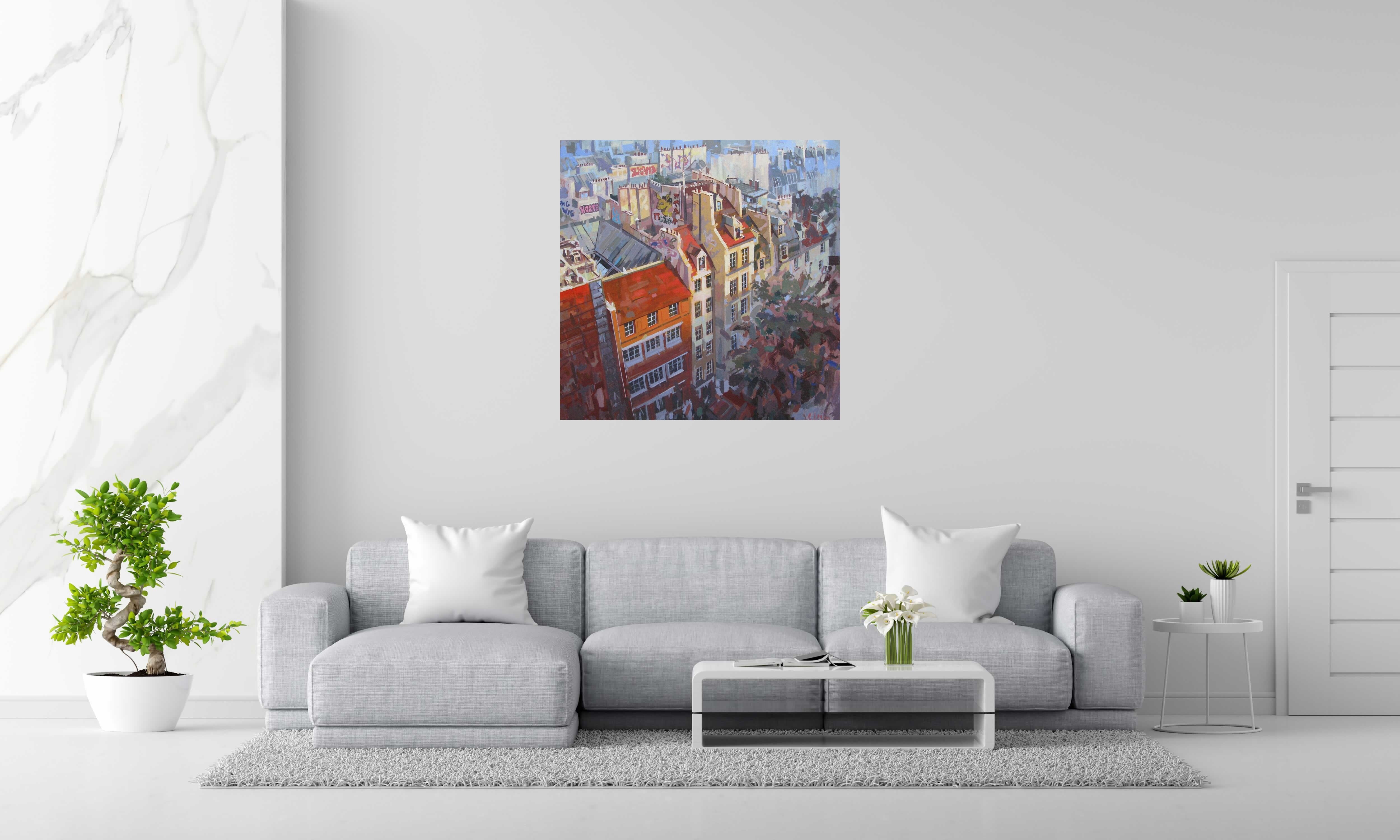 Tableau Lapin sur le toit de HEATON RUDYARD dans un intérieur – 100 × 100 cm