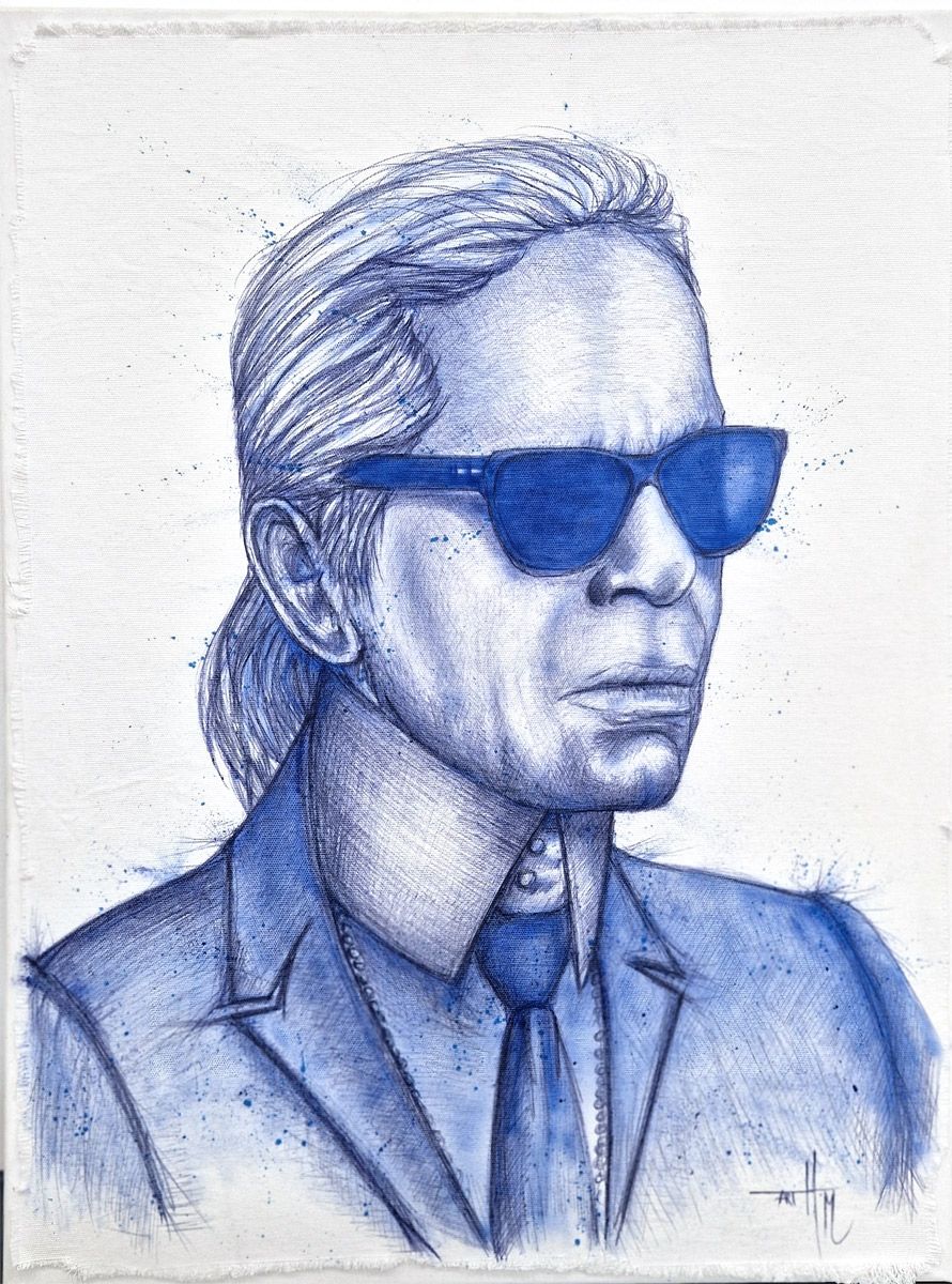 Tableau figuratif moyen format bleu Karl – ART HM – 60 × 80 cm