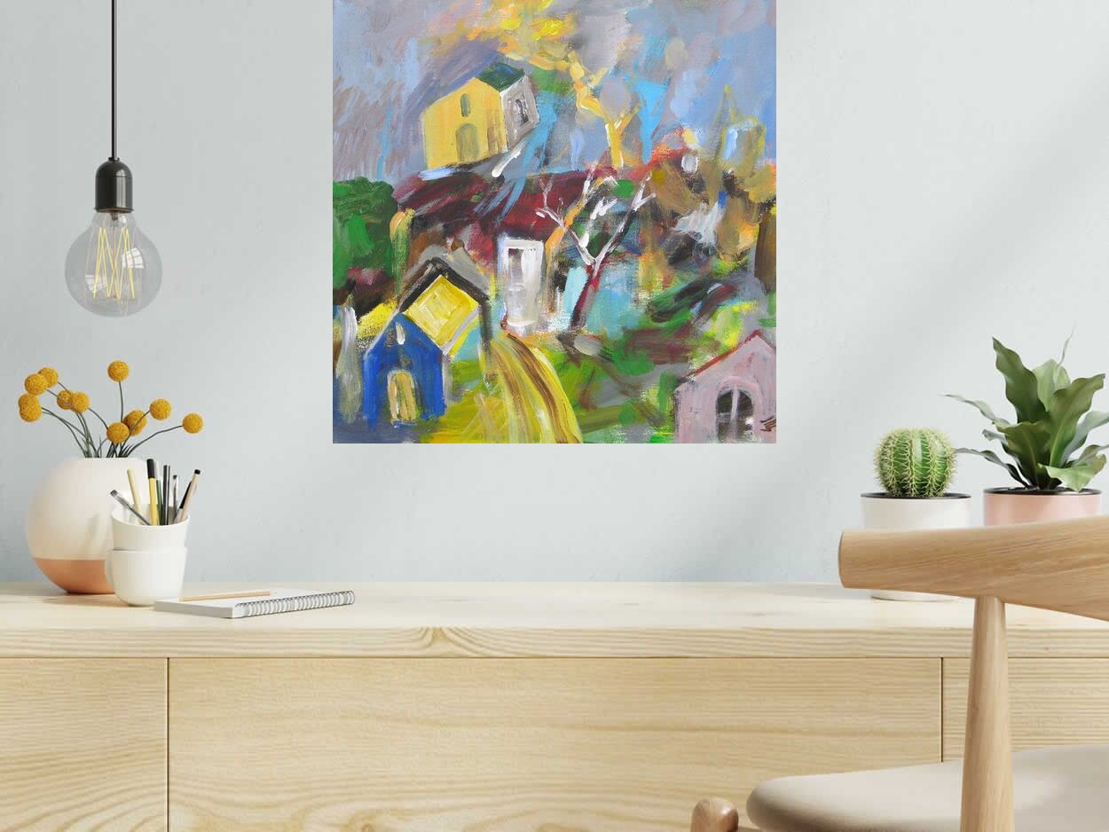 Tableau Pontoise-2 de IVAN TZONEV dans un intérieur – 50 × 50 cm