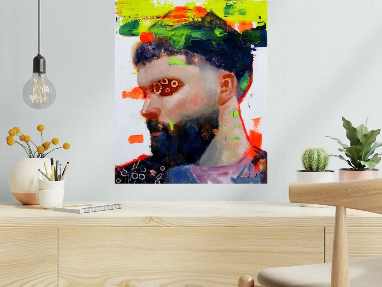 Tableau Flash de NAWEL AUBERT dans un intérieur – 50 × 60 cm