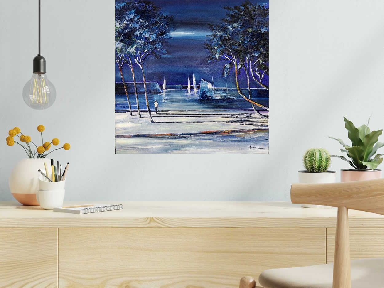 Tableau Nuit claire de PHIL dans un intérieur – 50 × 50 cm
