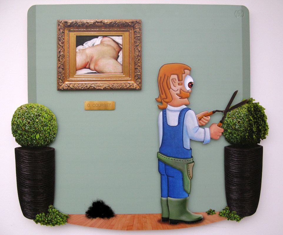 Tableau figuratif moyen format violet Pitre Vs Courbet – L'ARTISTE PITRE – 79 × 70 cm