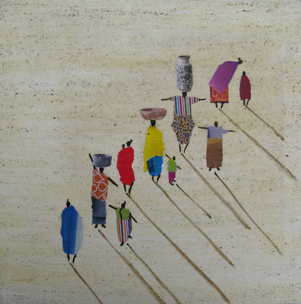 Tableau figuratif petit format beige Sénégal 2 - Barcelona 2026 – MARCOS ZRIHEN NOWOTNY – 40 × 40 cm