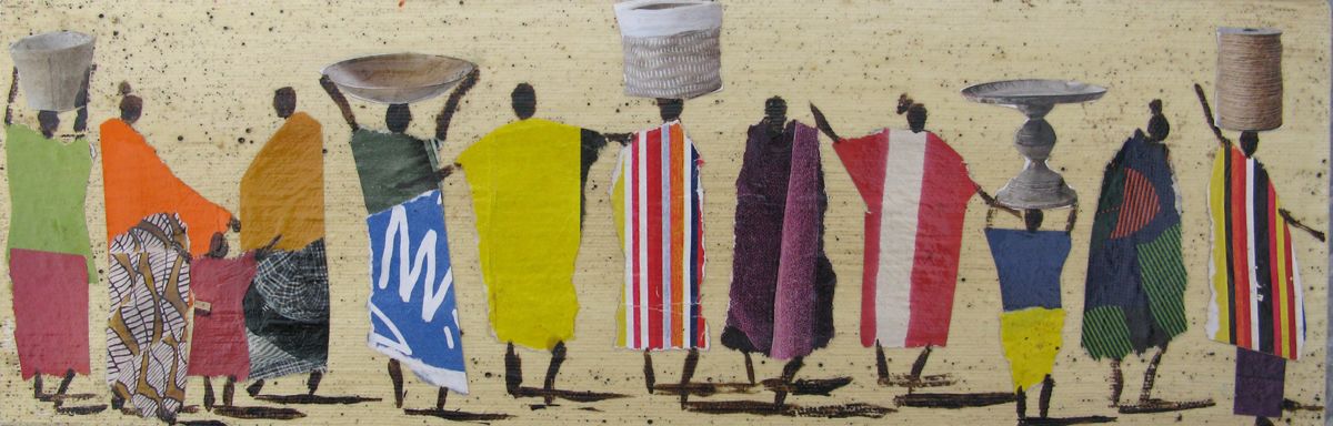 Tableau figuratif petit format beige Sénégal 4 - Barcelona 2025 – MARCOS ZRIHEN NOWOTNY – 30 × 10 cm
