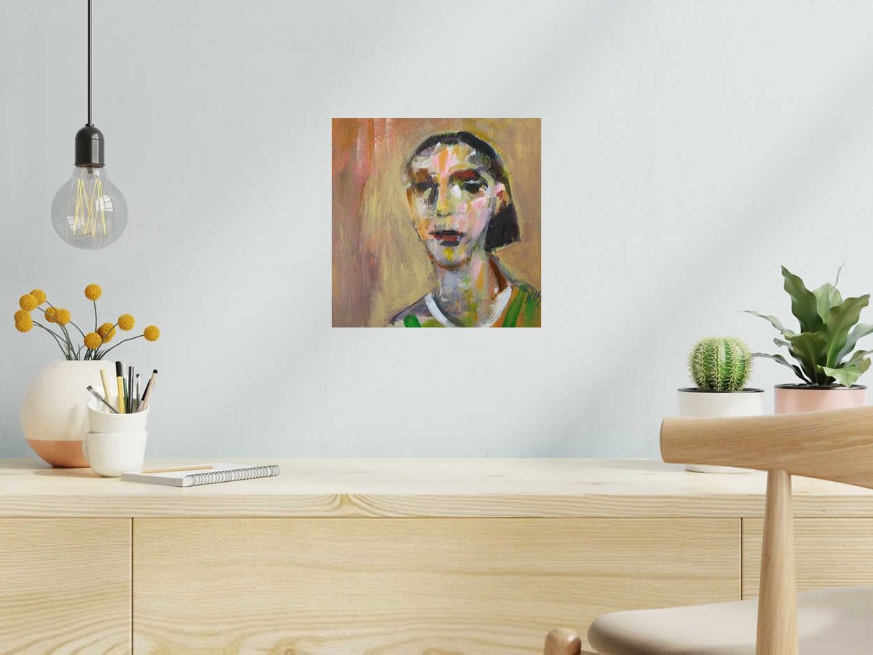 Tableau Portrait-1 de IVAN TZONEV dans un intérieur – 30 × 30 cm