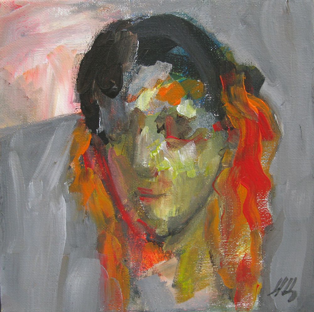 Tableau figuratif petit format Tête 2 – IVAN TZONEV – 20 × 20 cm