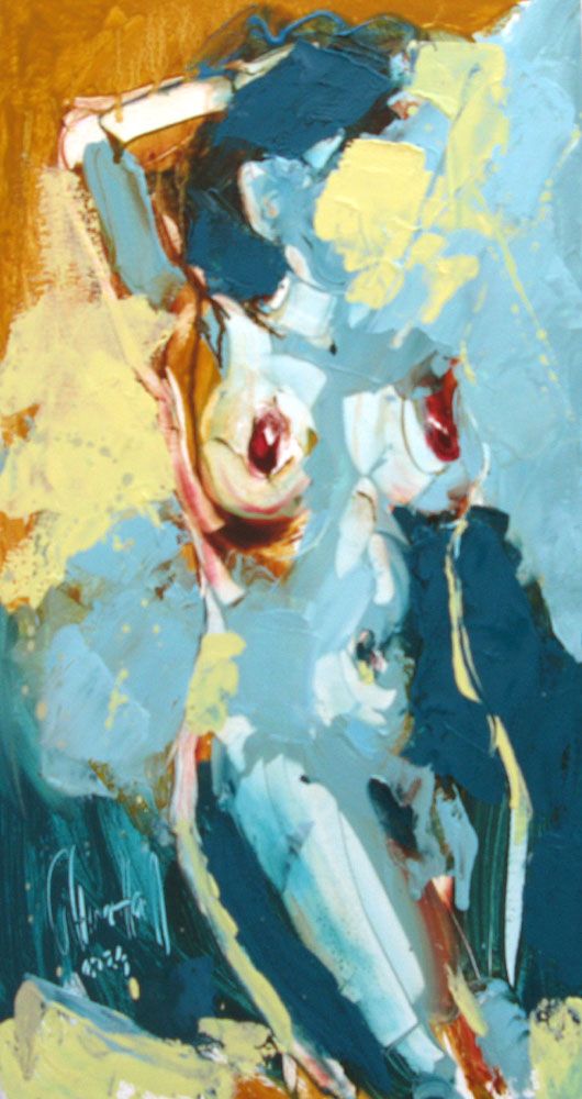 Tableau figuratif petit format jaune Le soleil – OLENA SINIUHINA – 30 × 60 cm