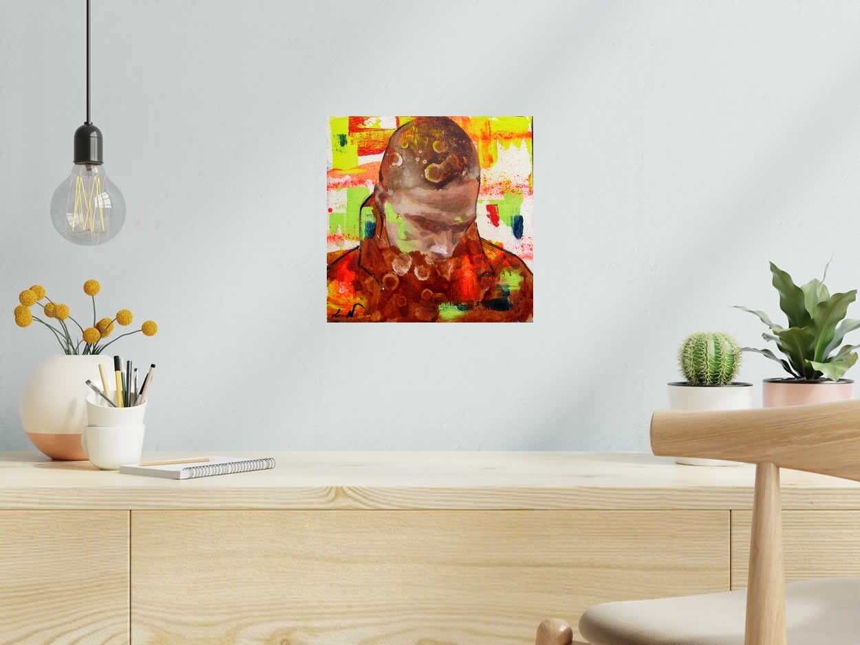 Tableau REFLEXION de NAWEL AUBERT dans un intérieur – 30 × 30 cm