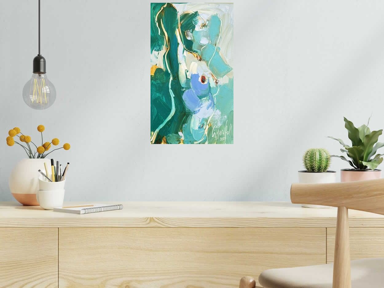 Tableau Monic de OLENA SINIUHINA dans un intérieur – 27 × 46 cm