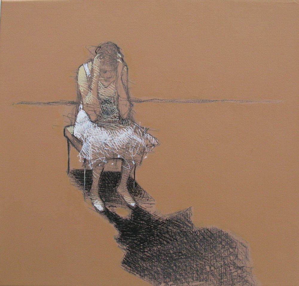 Tableau figuratif petit format Projection – OLIVIER MASSEBEUF – 30 × 30 cm