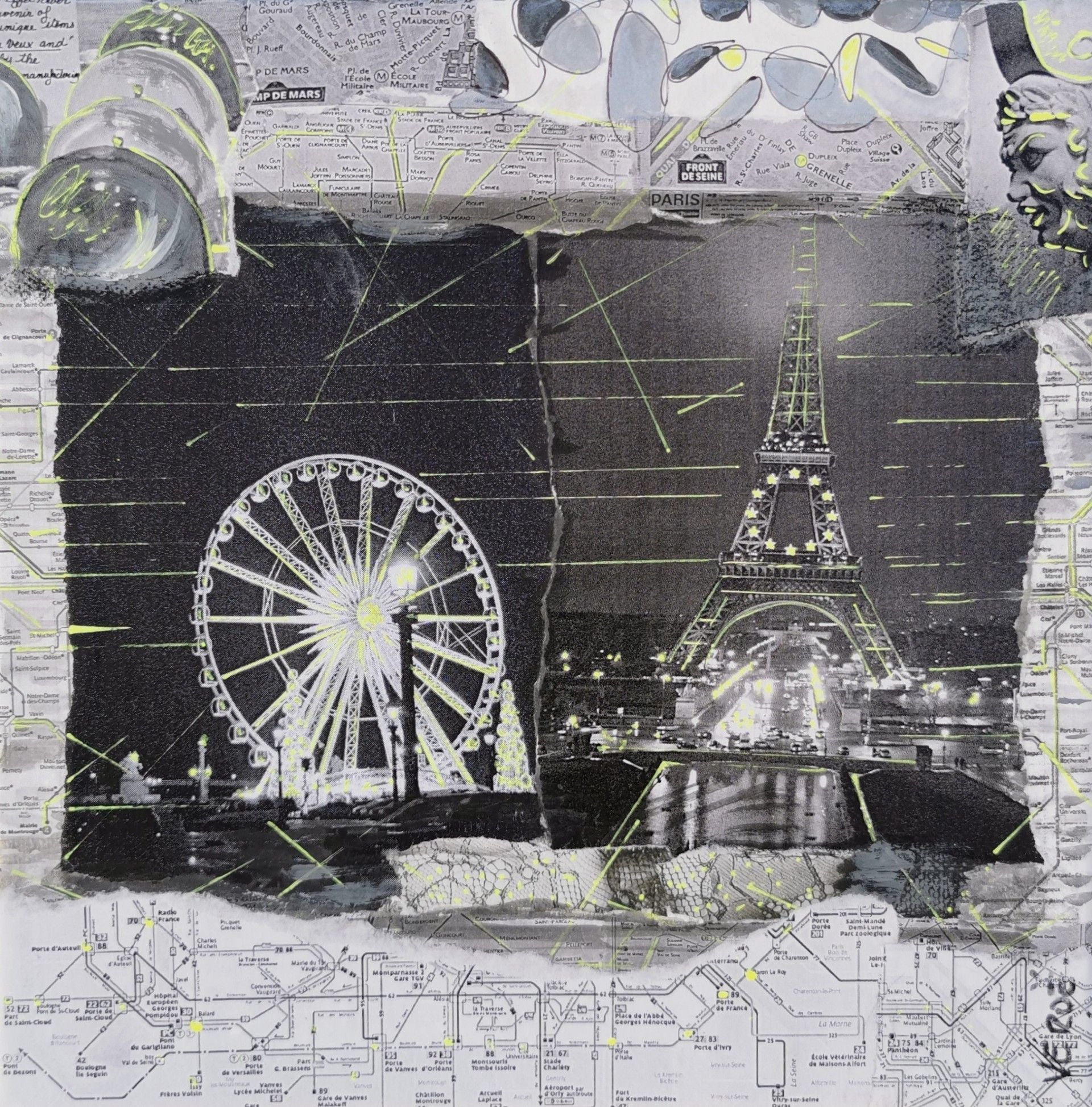 Tableau figuratif petit format PARIS BY NIGHT – VEROE – 20 × 20 cm